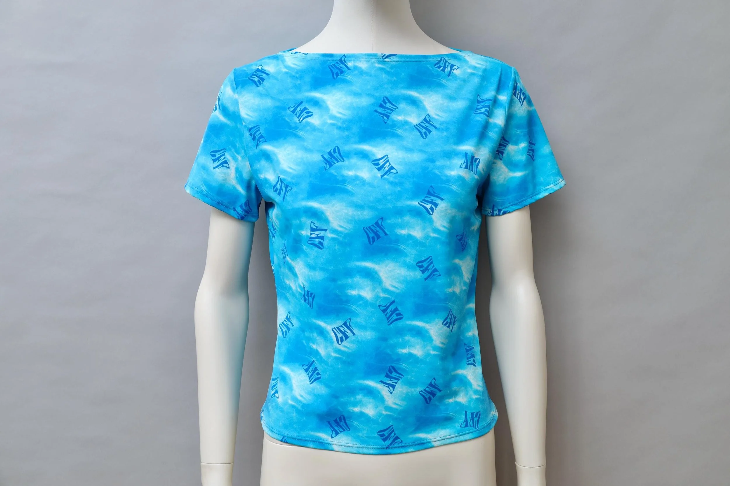 1990s GFF Gianfranco Ferré crystal blue swimming pool swim top