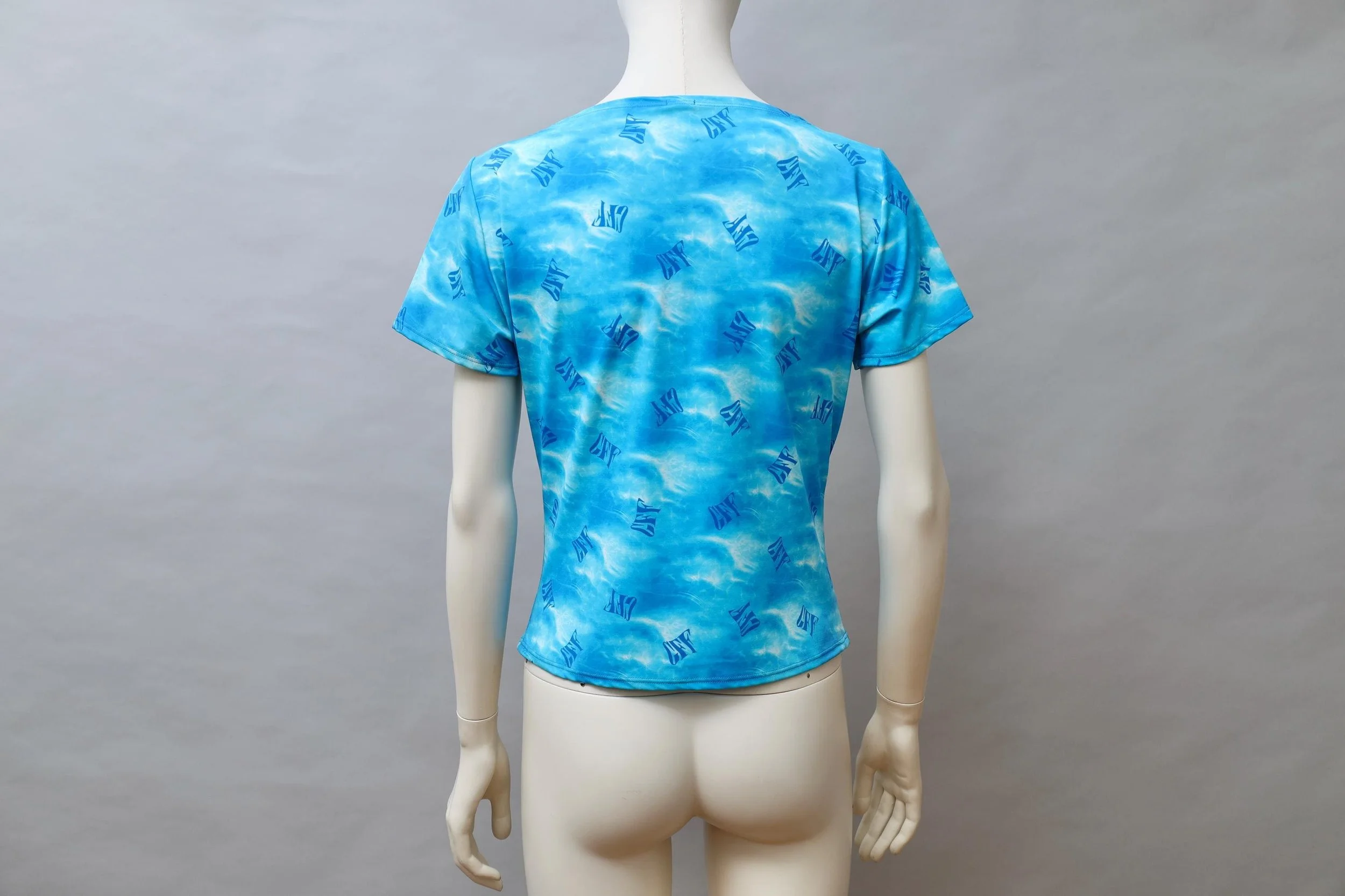 1990s GFF Gianfranco Ferré crystal blue swimming pool swim top