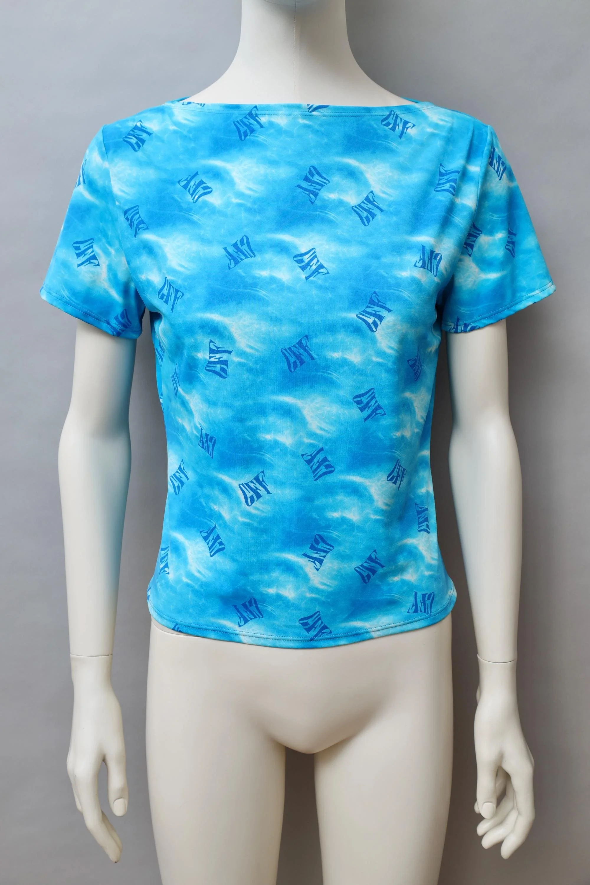 1990s GFF Gianfranco Ferré crystal blue swimming pool swim top