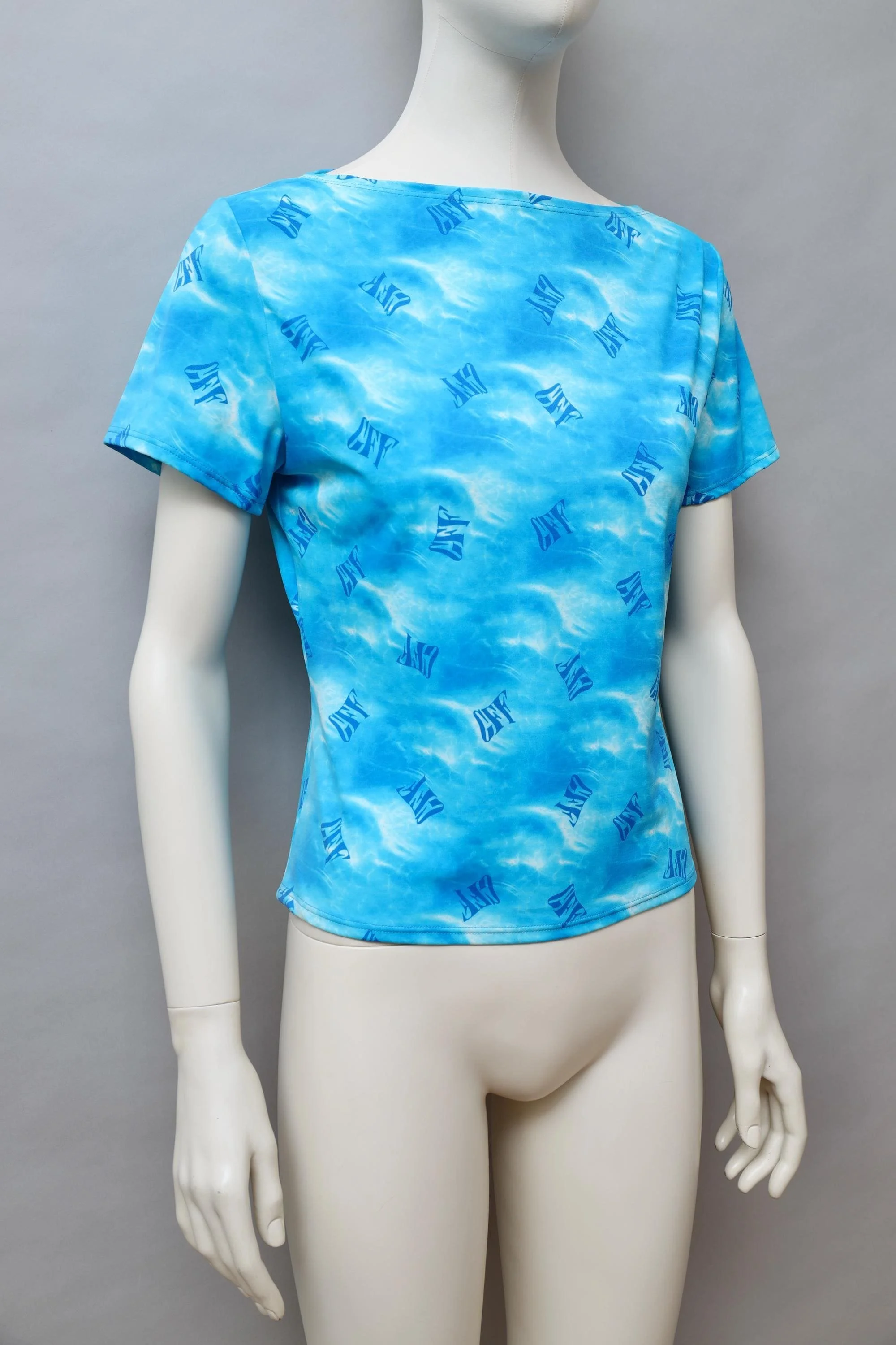1990s GFF Gianfranco Ferré crystal blue swimming pool swim top
