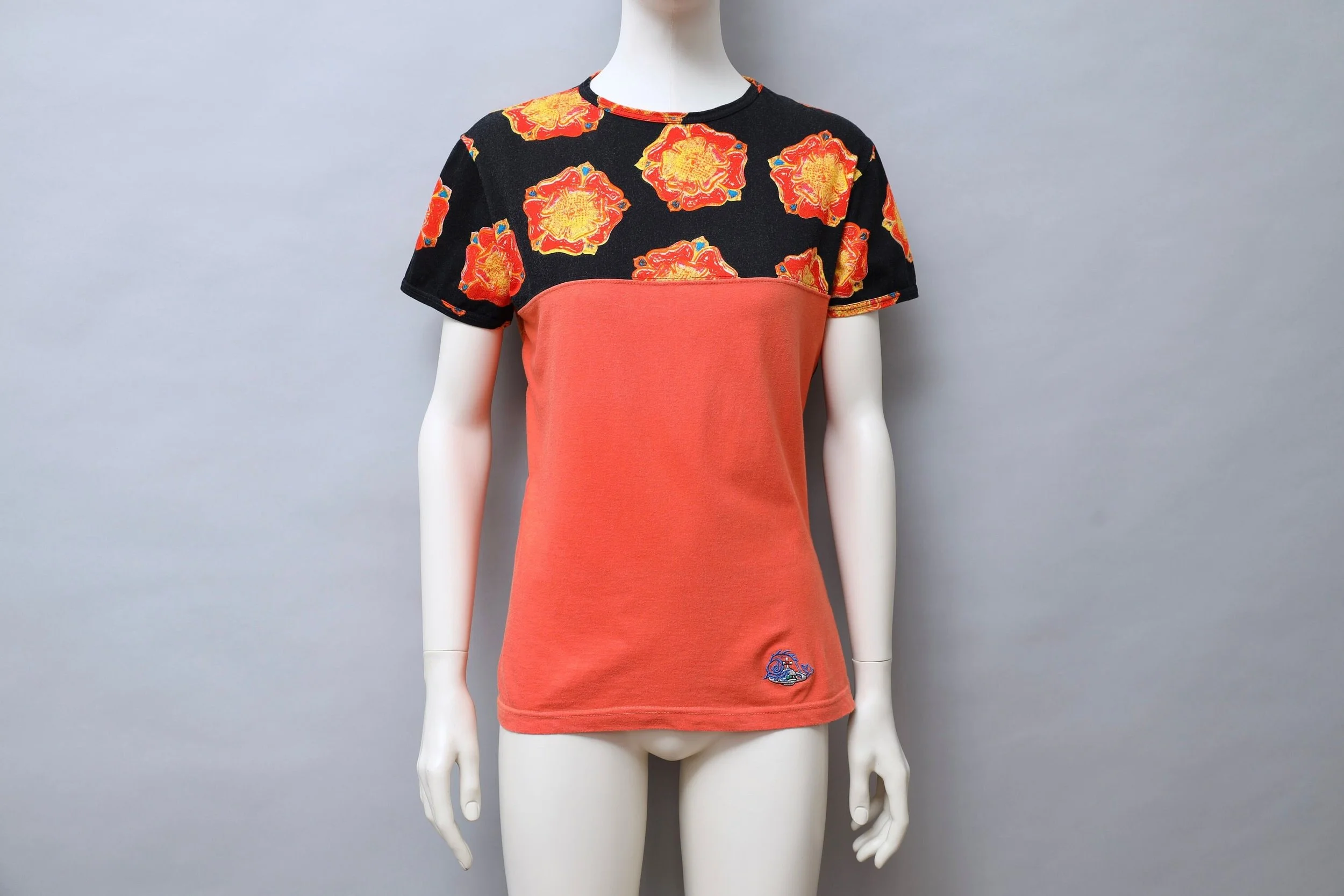 S/S 1999 Vivienne Westwood Ocean black and orange floral print t-shirt