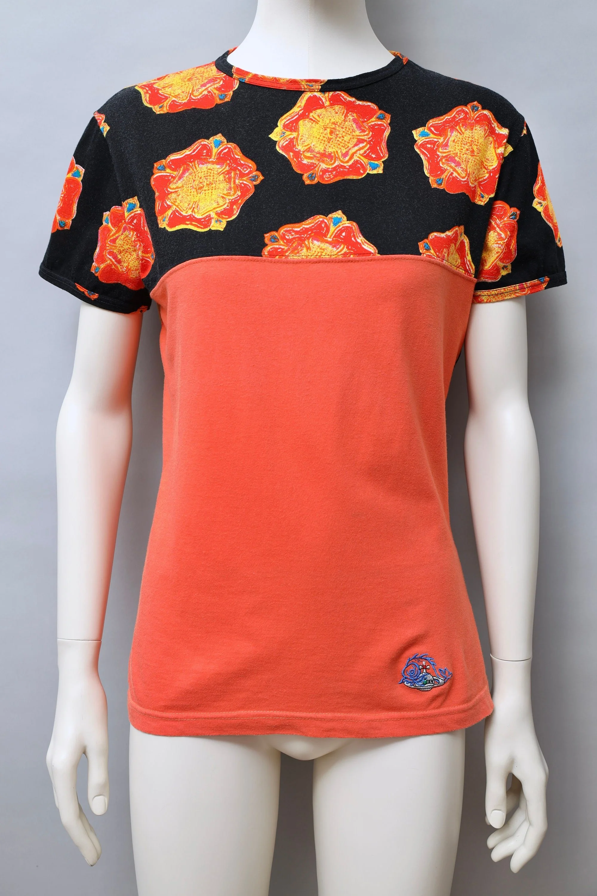 S/S 1999 Vivienne Westwood Ocean black and orange floral print t-shirt
