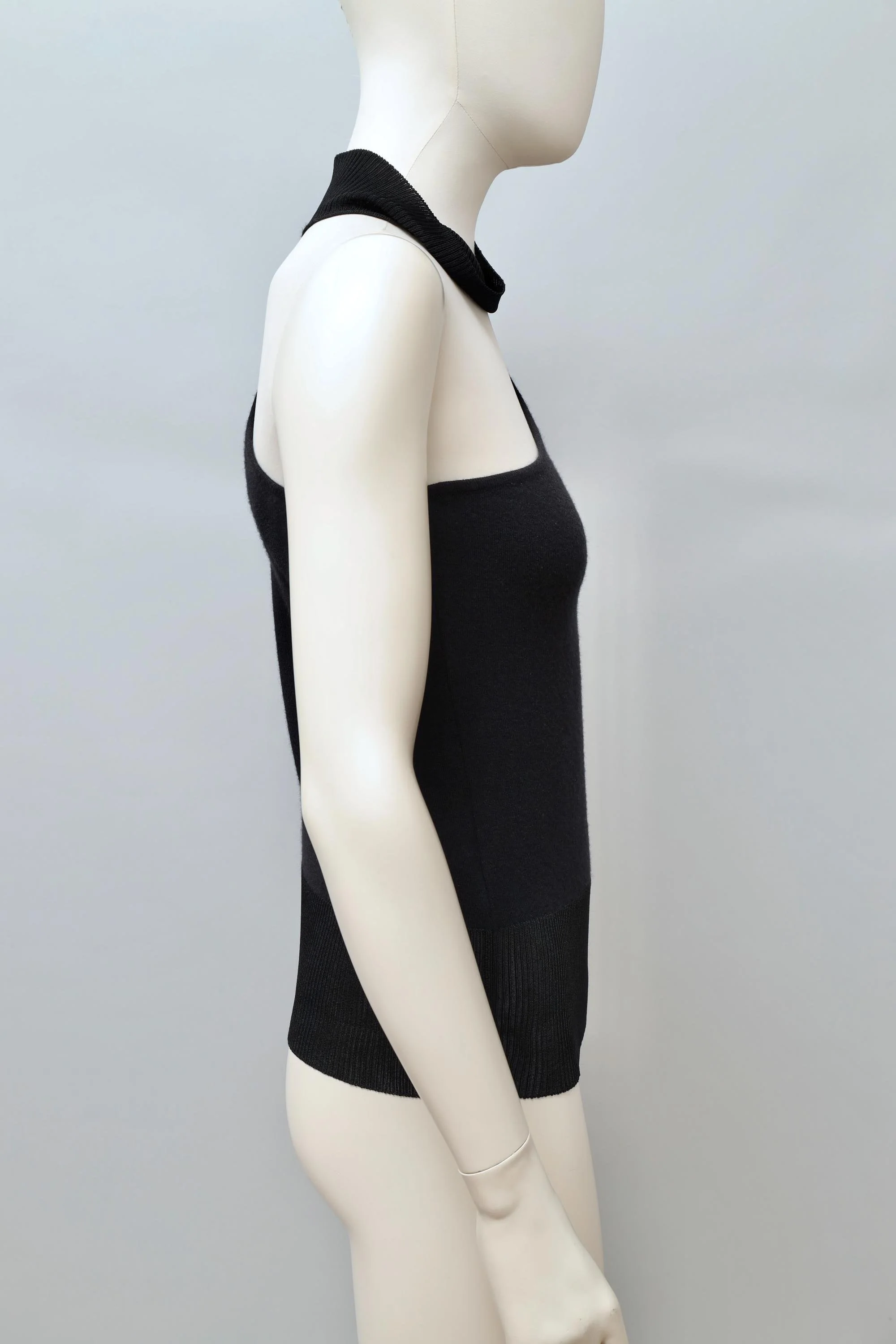 2000s Montana Blu black one sleeve rhinestone knit top