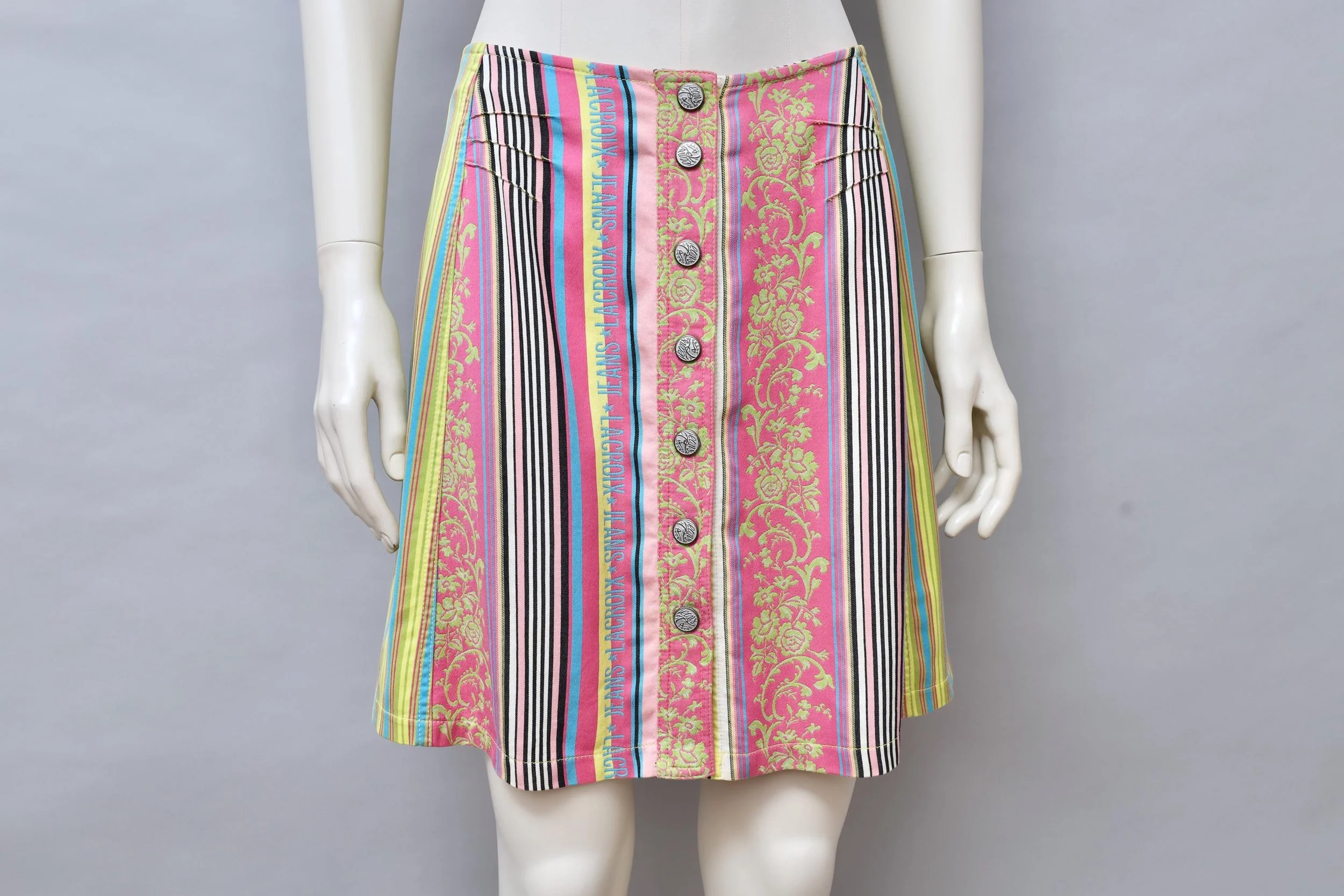 1990s Jeans de Christian Lacroix multicolour brocade striped skirt