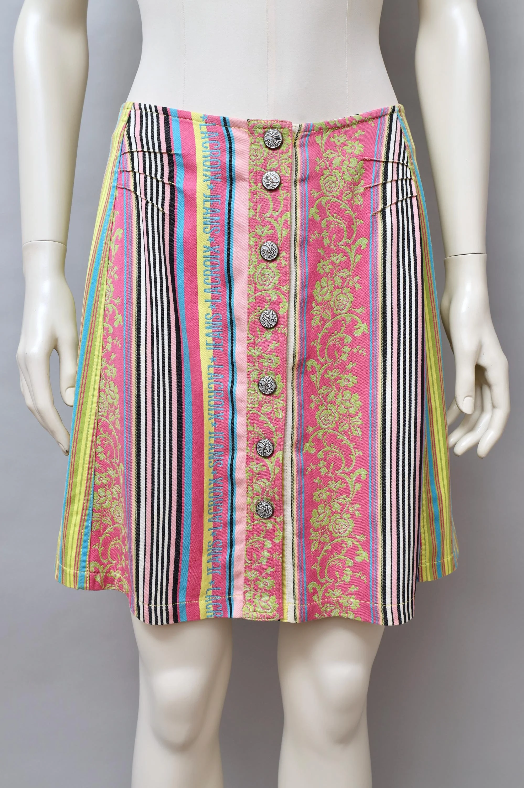1990s Jeans de Christian Lacroix multicolour brocade striped skirt