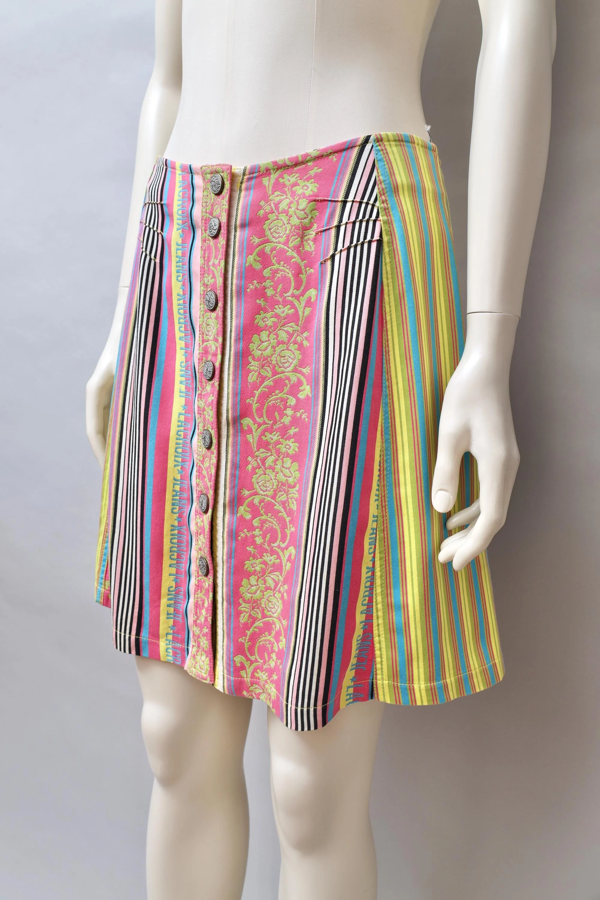 1990s Jeans de Christian Lacroix multicolour brocade striped skirt