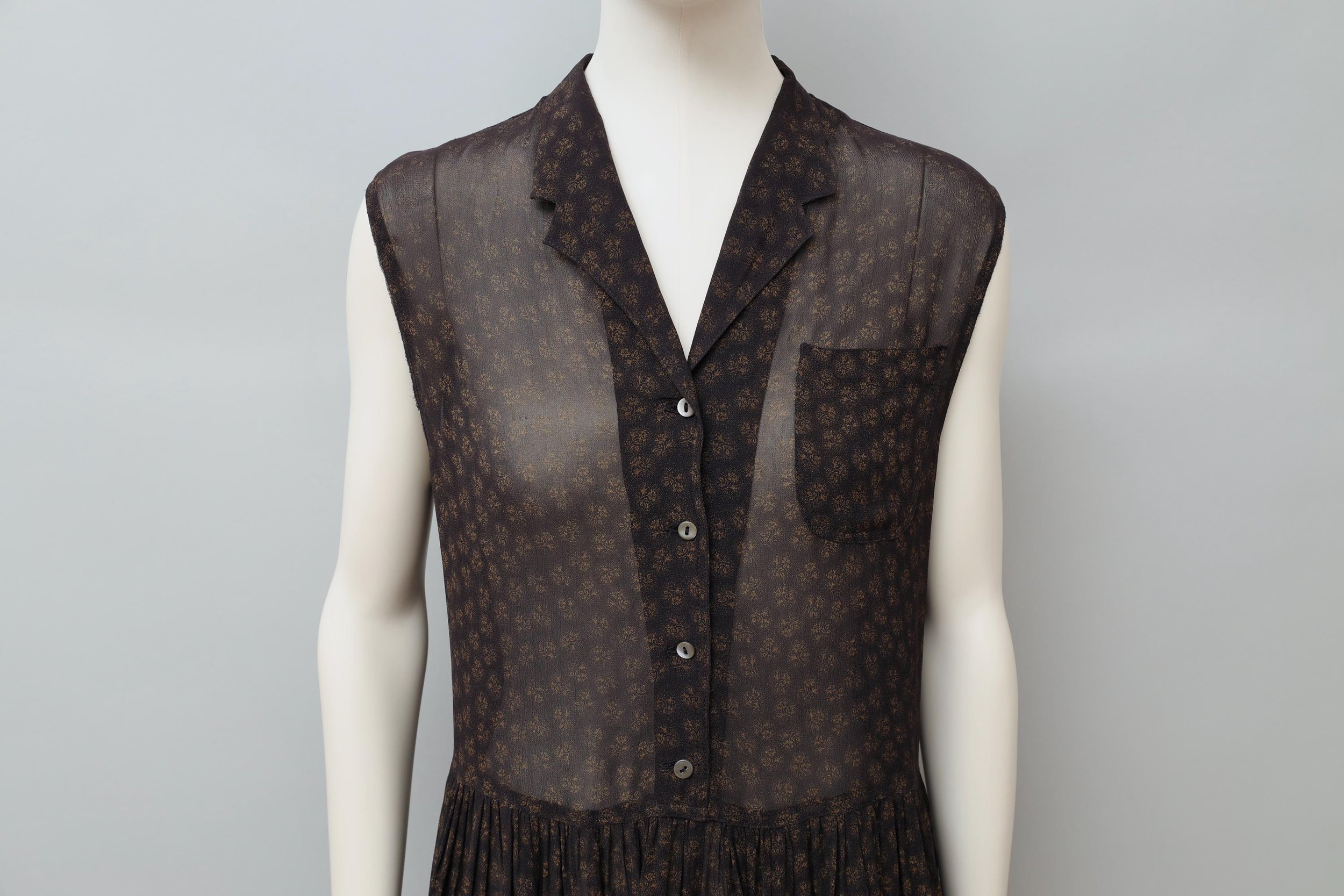 S/S 1989 Junior Gaultier brown floral chiffon romper bodice