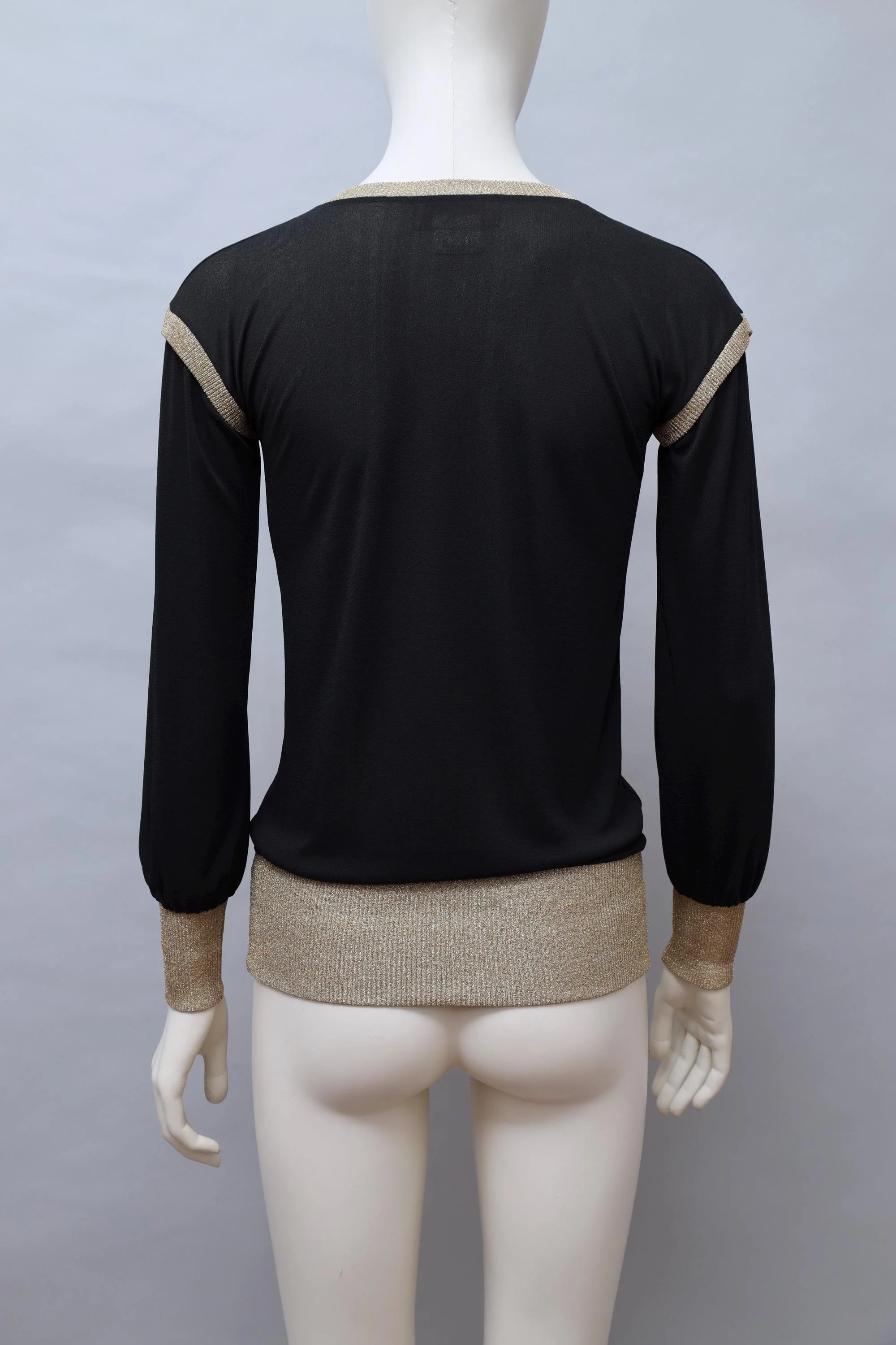 1970s Chantal Thomass pour Ter et Bantine black and gold lurex top