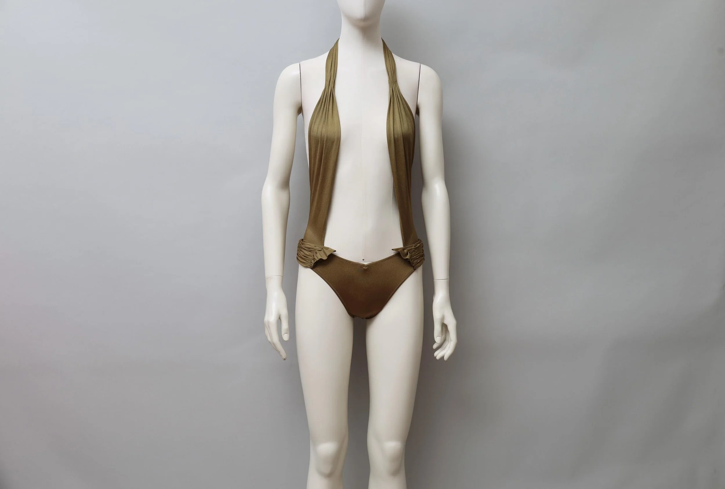 1980s deadstock La Perla bronze cross front swimsuit