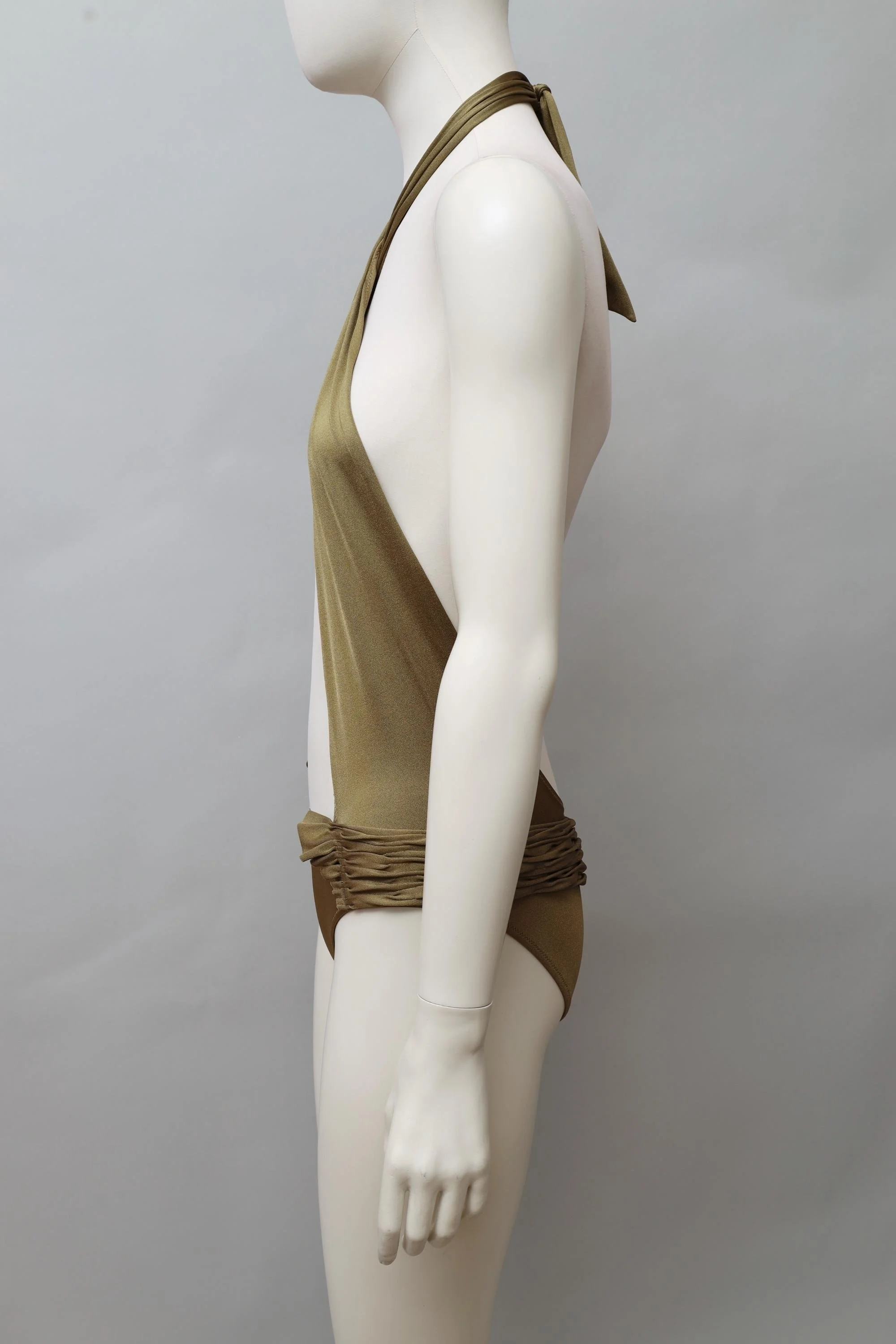 1980s deadstock La Perla bronze cross front swimsuit