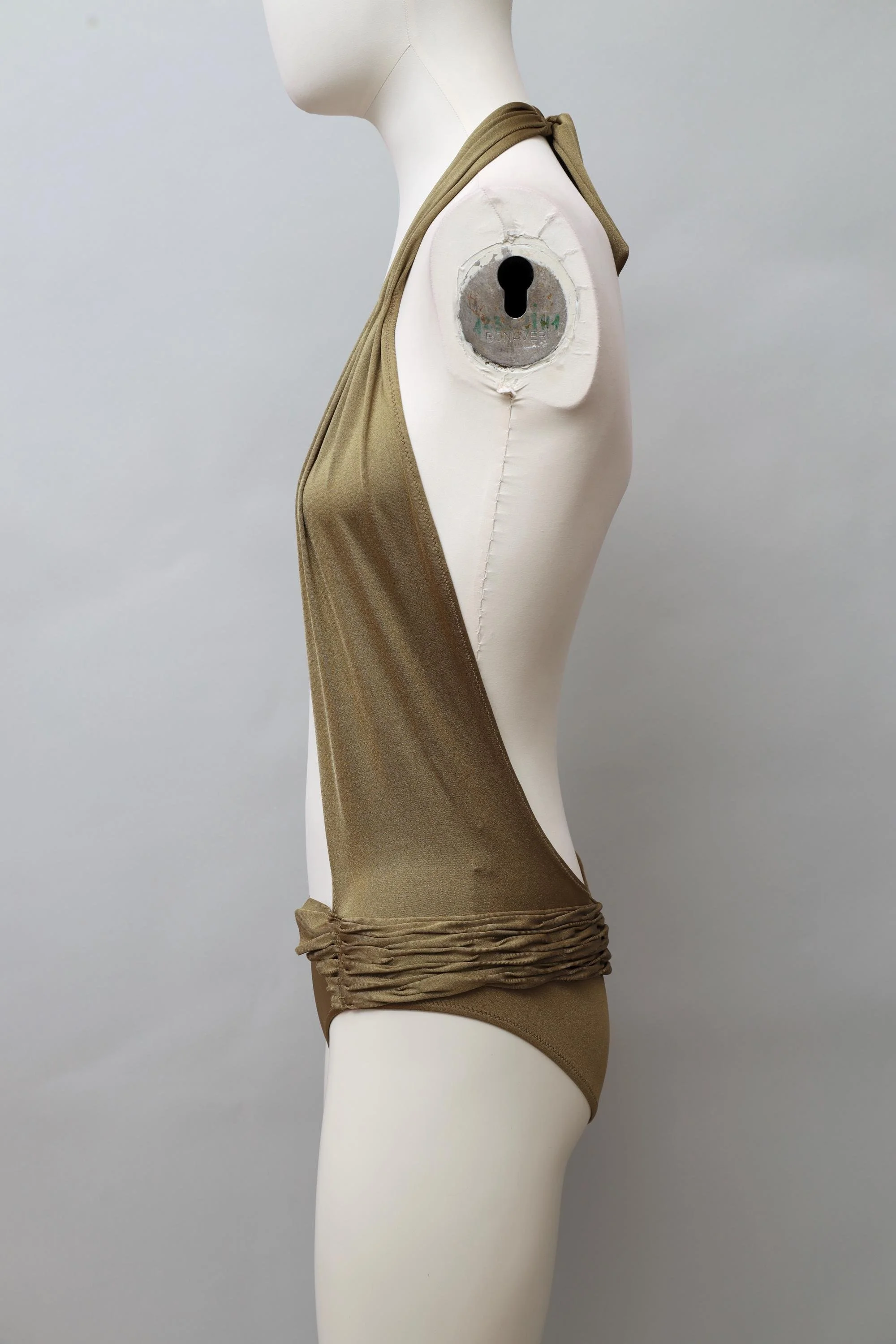 1980s deadstock La Perla bronze cross front swimsuit