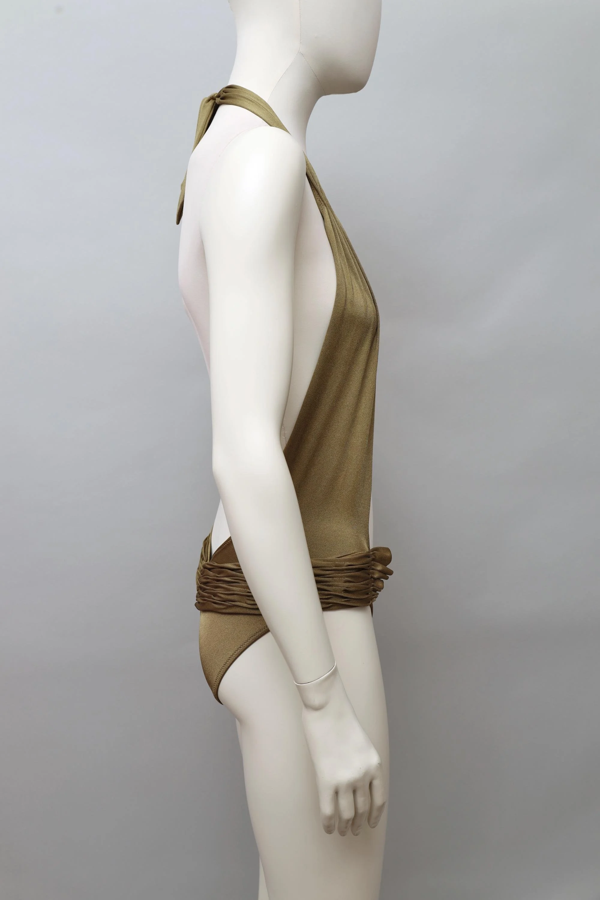 1980s deadstock La Perla bronze cross front swimsuit