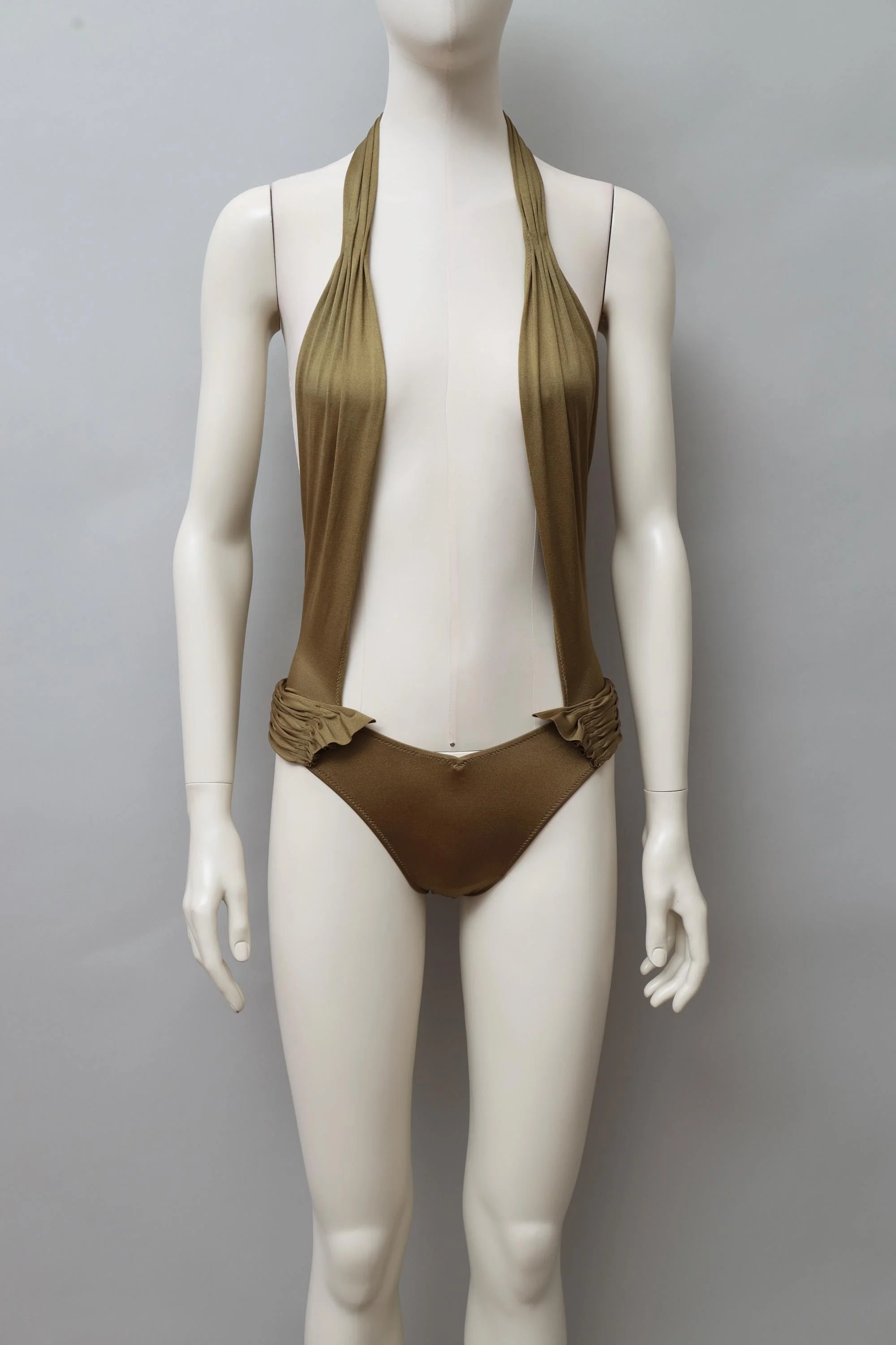 1980s deadstock La Perla bronze low cut swimsuit