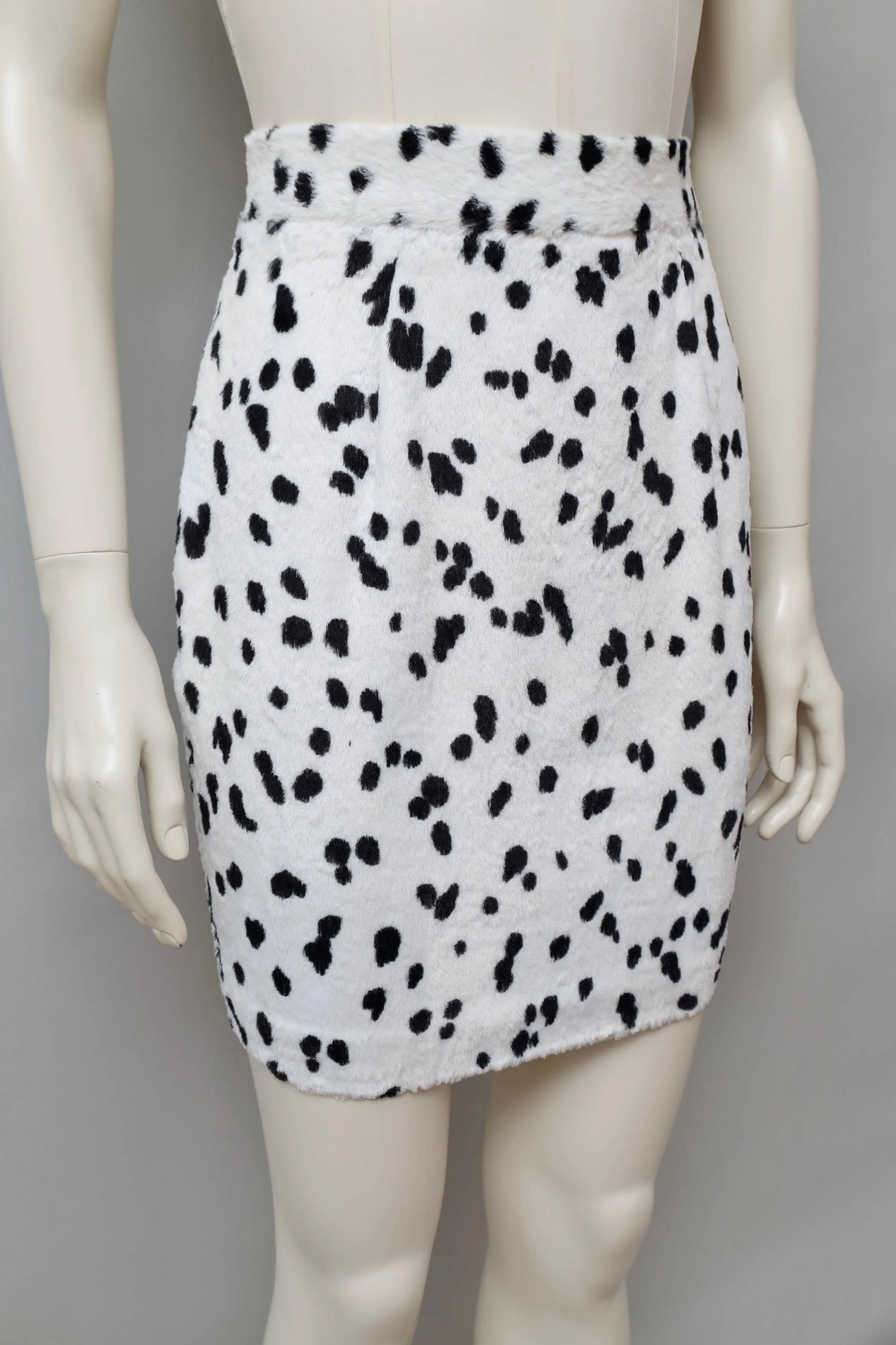 1990s Mugler by Thierry Mugler faux fur dalmatian pencil skirt