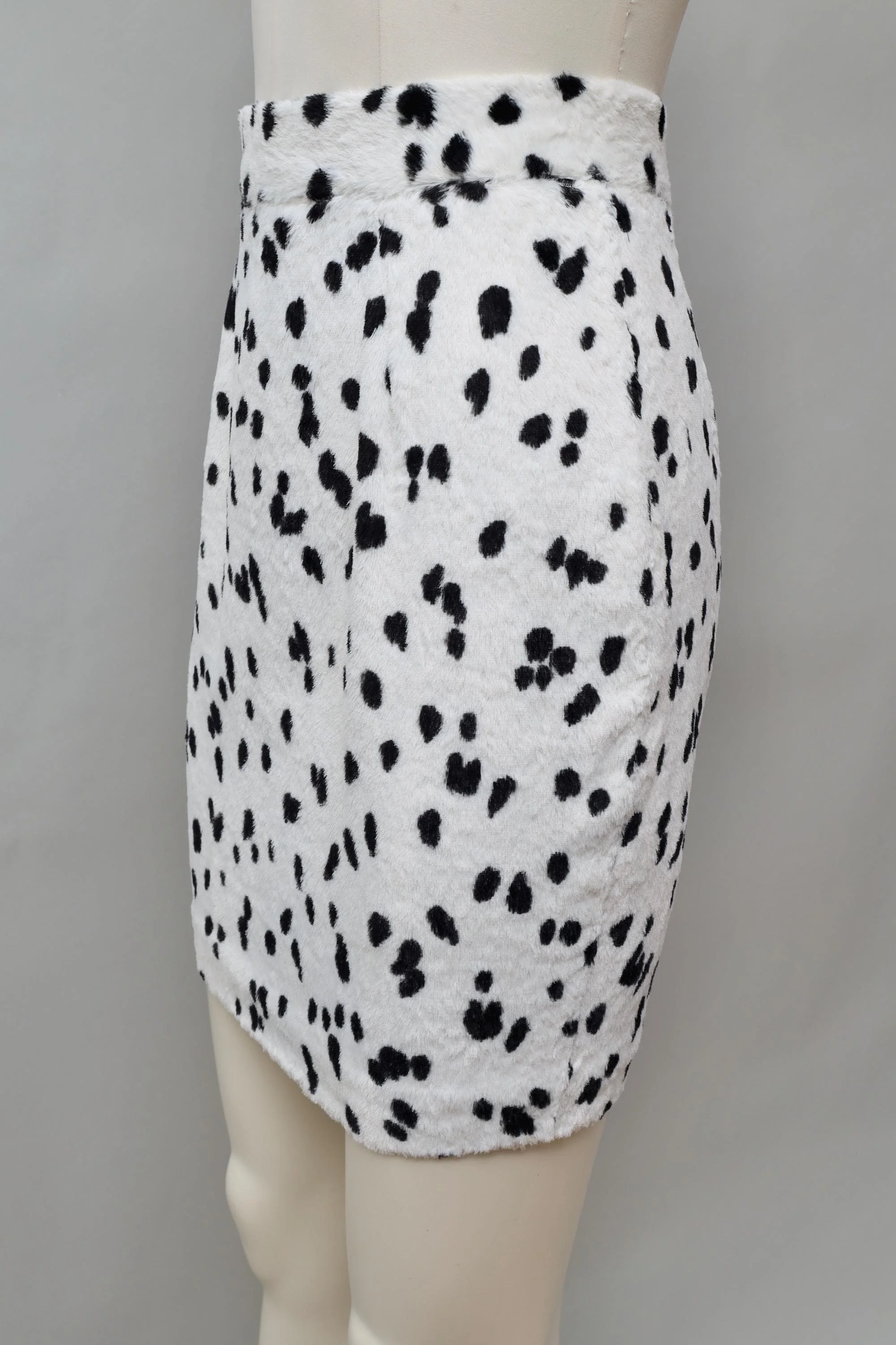 1990s Mugler by Thierry Mugler faux fur dalmatian pencil skirt
