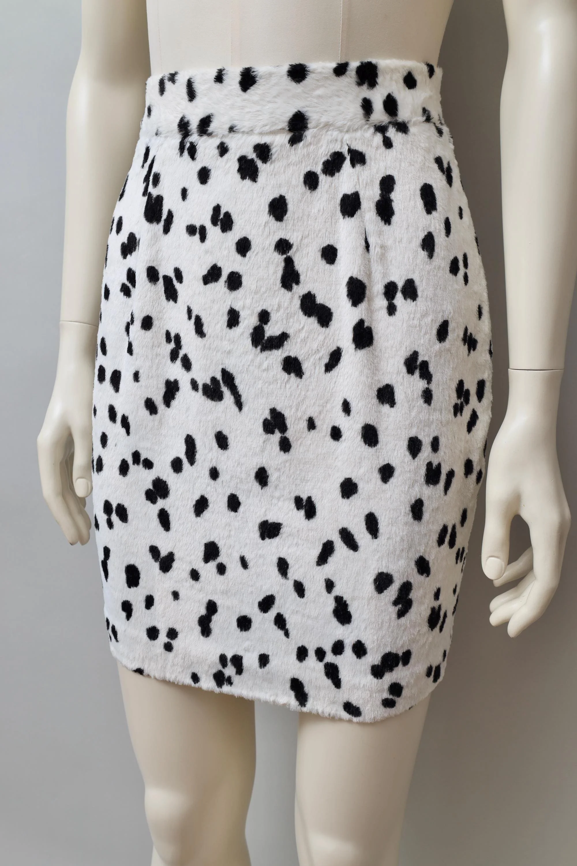 1990s Mugler by Thierry Mugler faux fur dalmatian pencil skirt