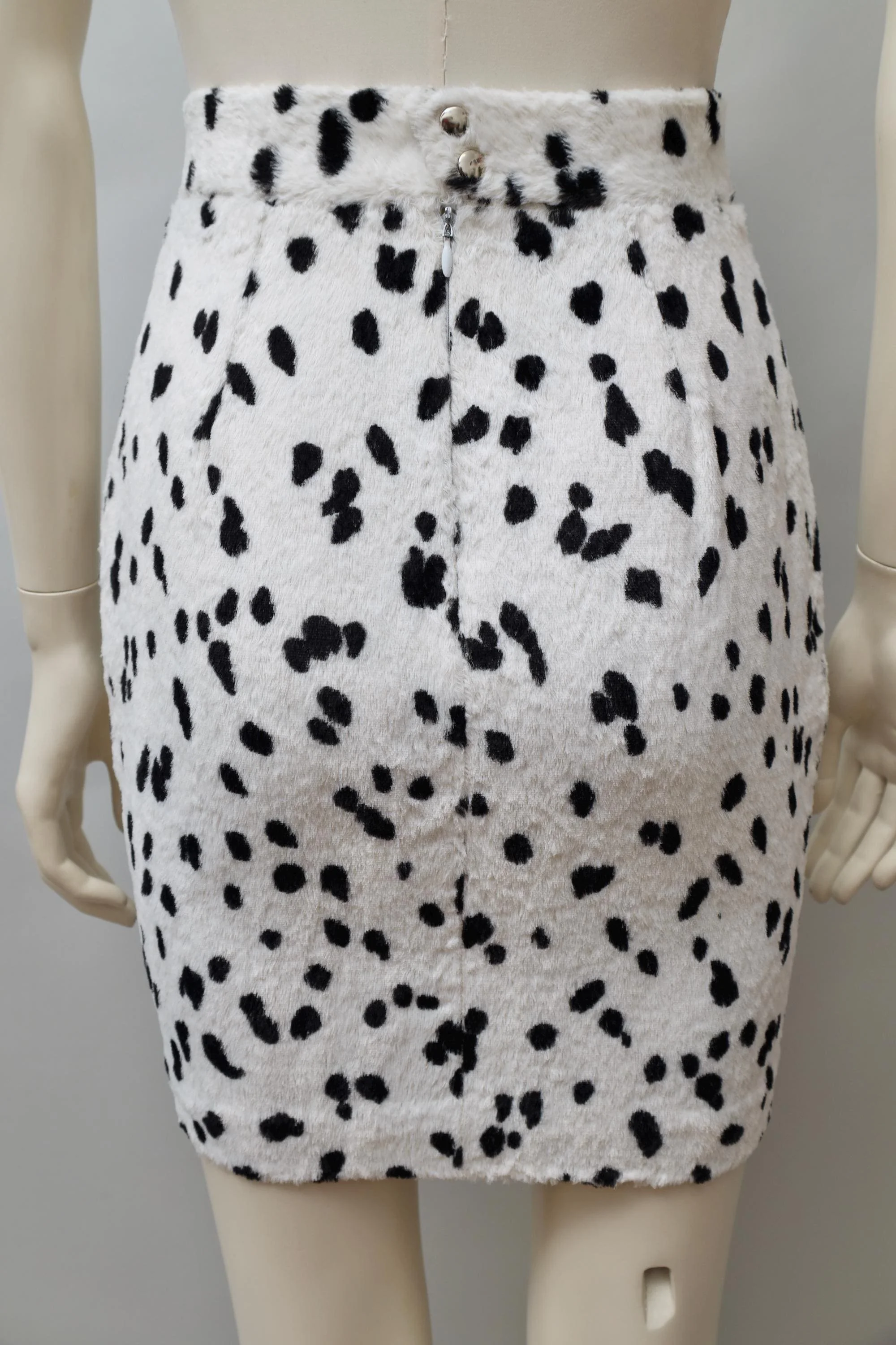 1990s Mugler by Thierry Mugler faux fur dalmatian pencil skirt