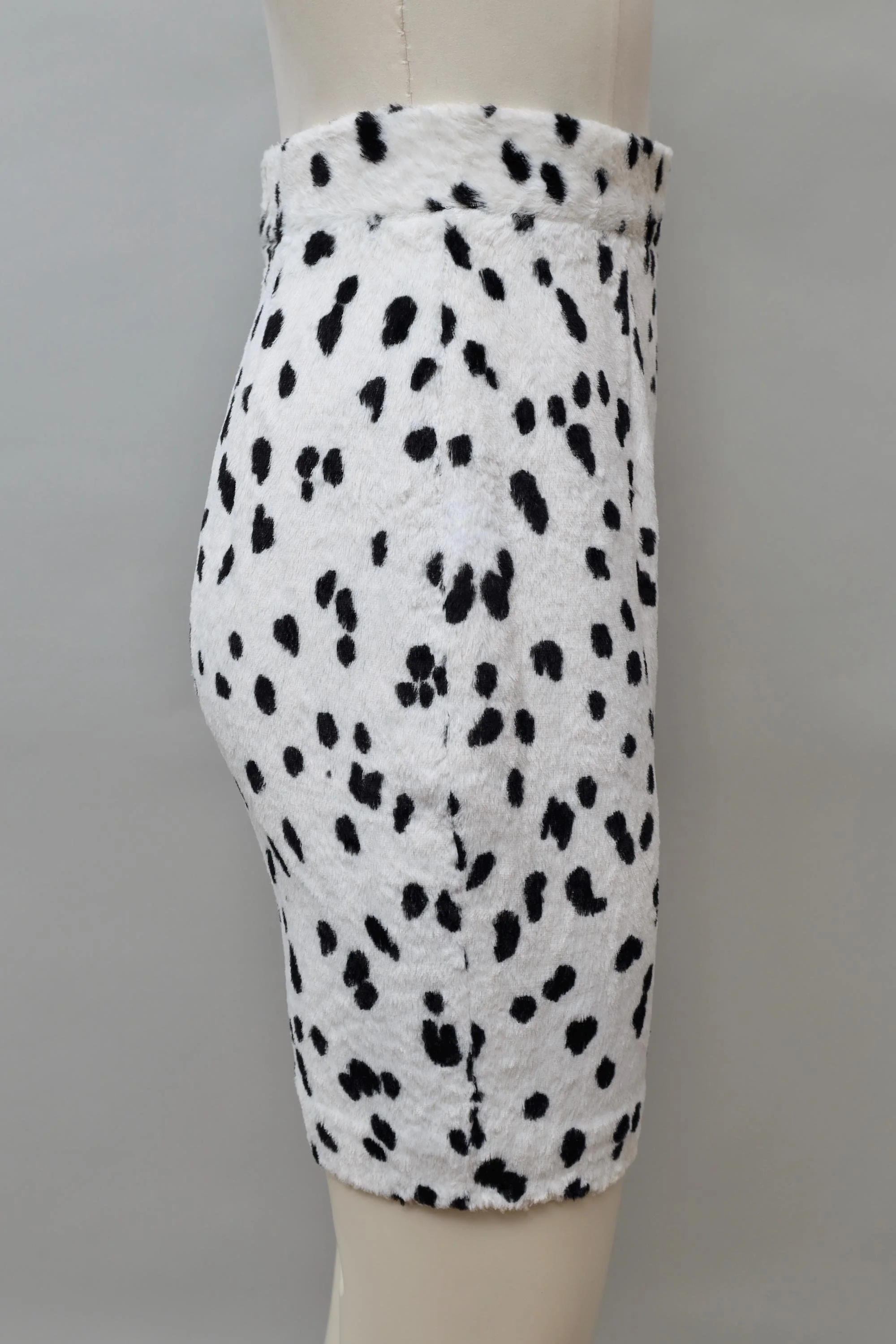 1990s Mugler by Thierry Mugler faux fur dalmatian pencil skirt