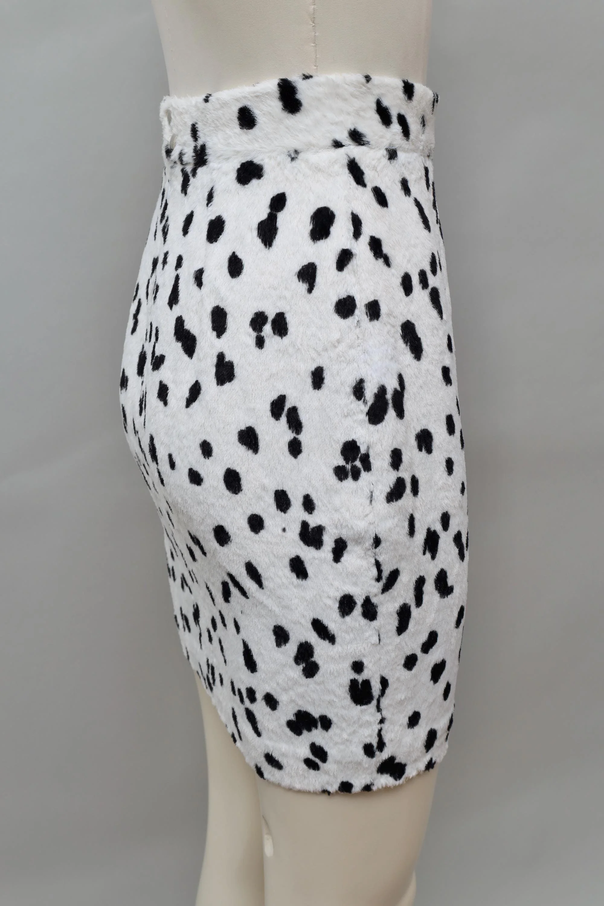 1990s Mugler by Thierry Mugler faux fur dalmatian pencil skirt