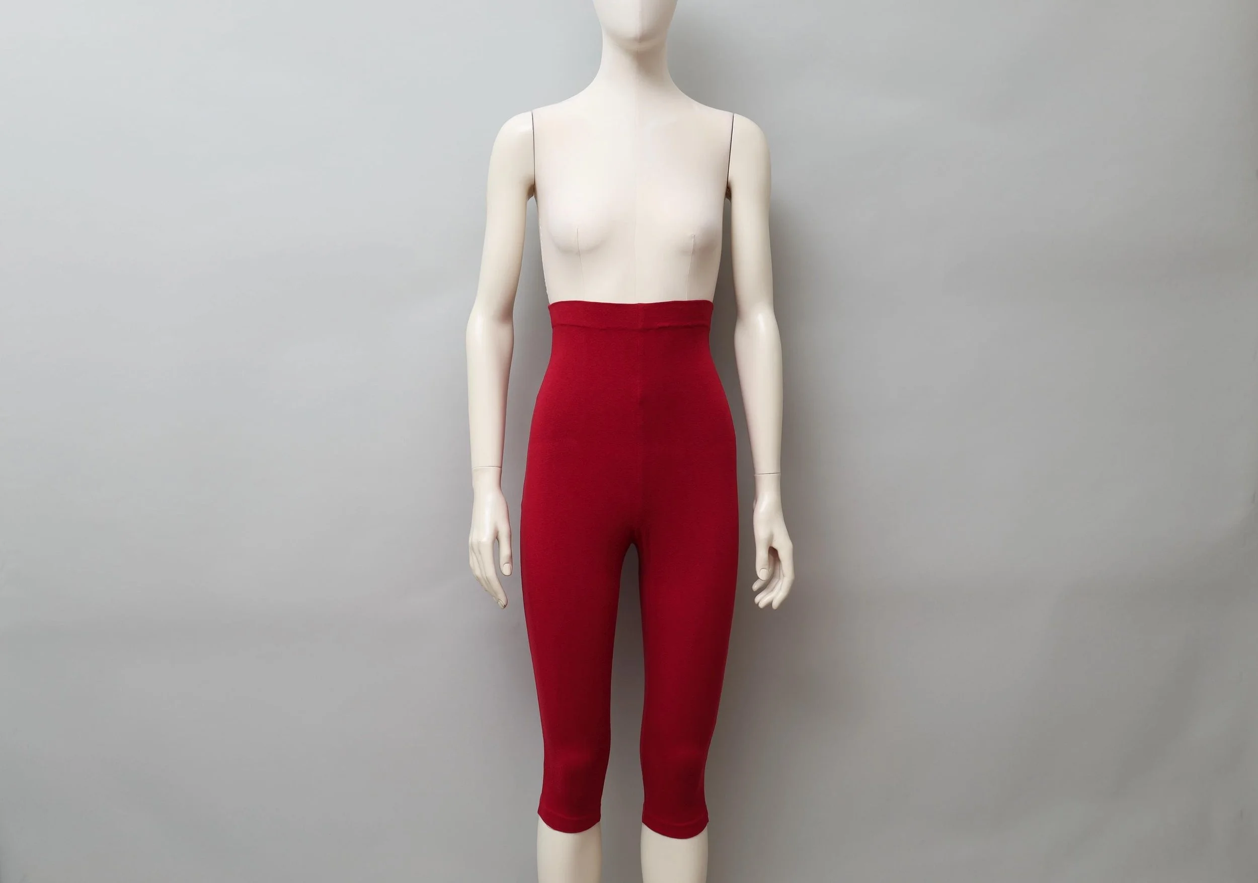 1990s Romeo Gigli red stretch cotton ultra high waisted leggings