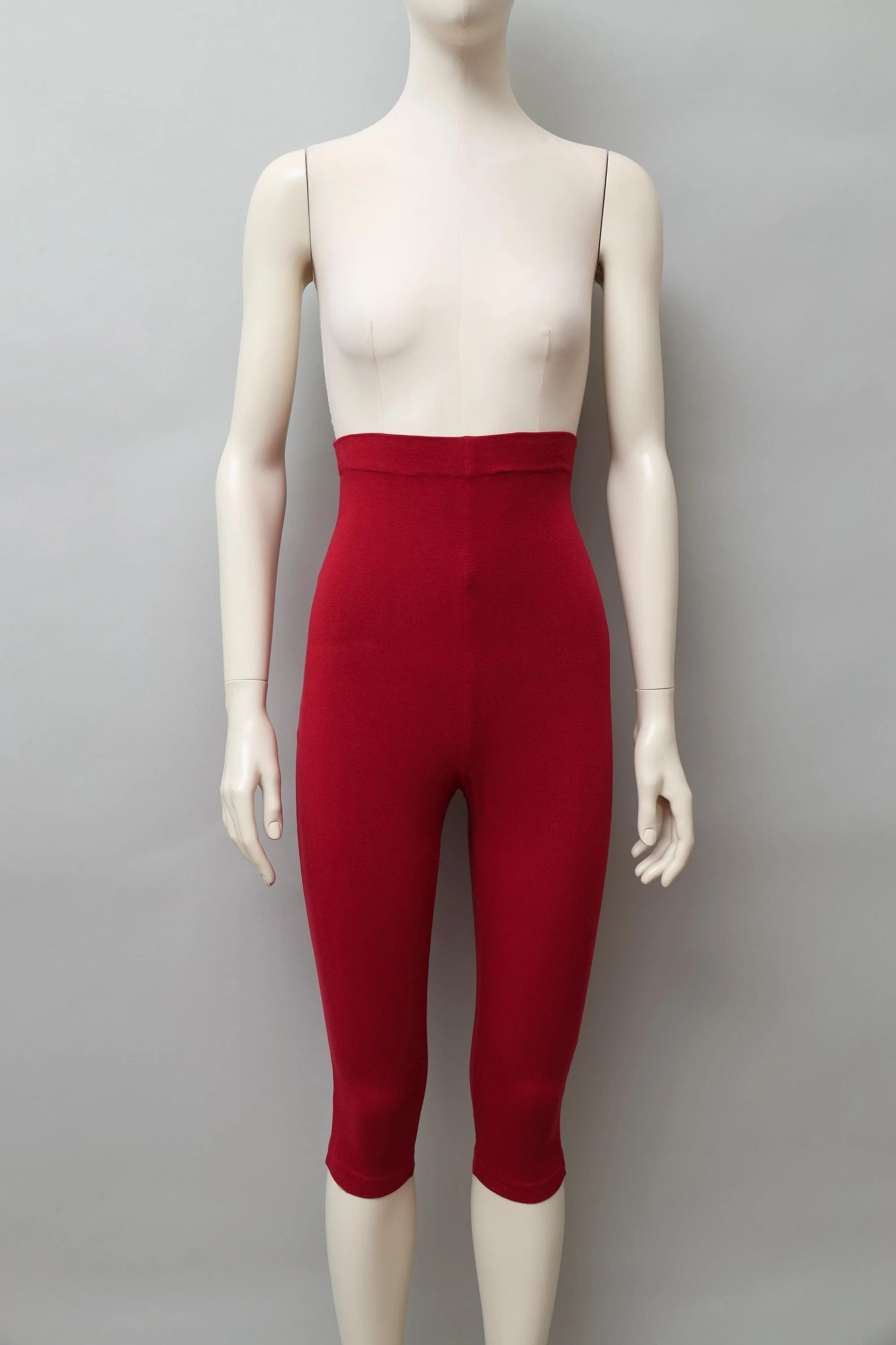 1990s Romeo Gigli red stretch cotton ultra high waisted leggings