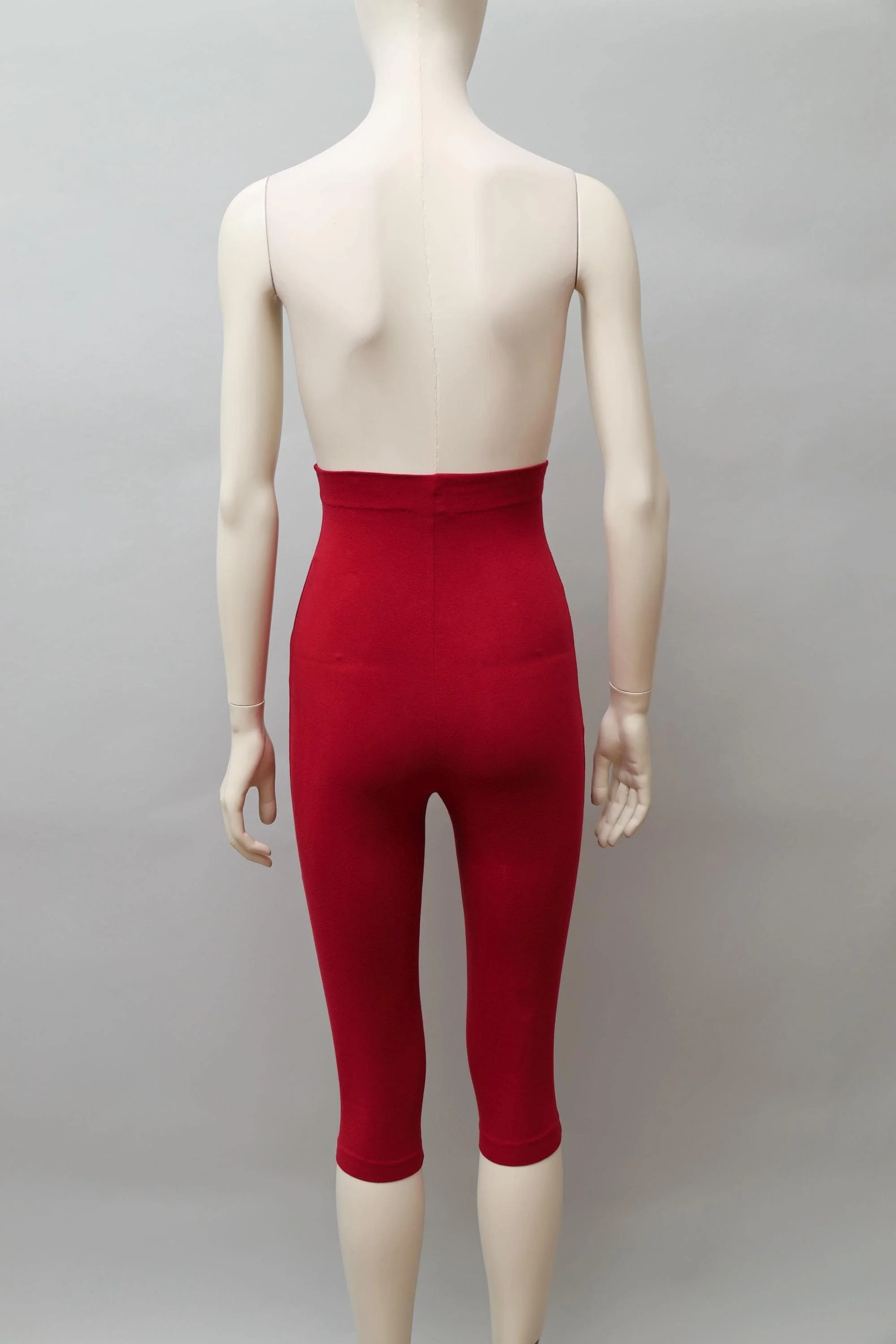 1990s Romeo Gigli red stretch cotton ultra high waisted leggings