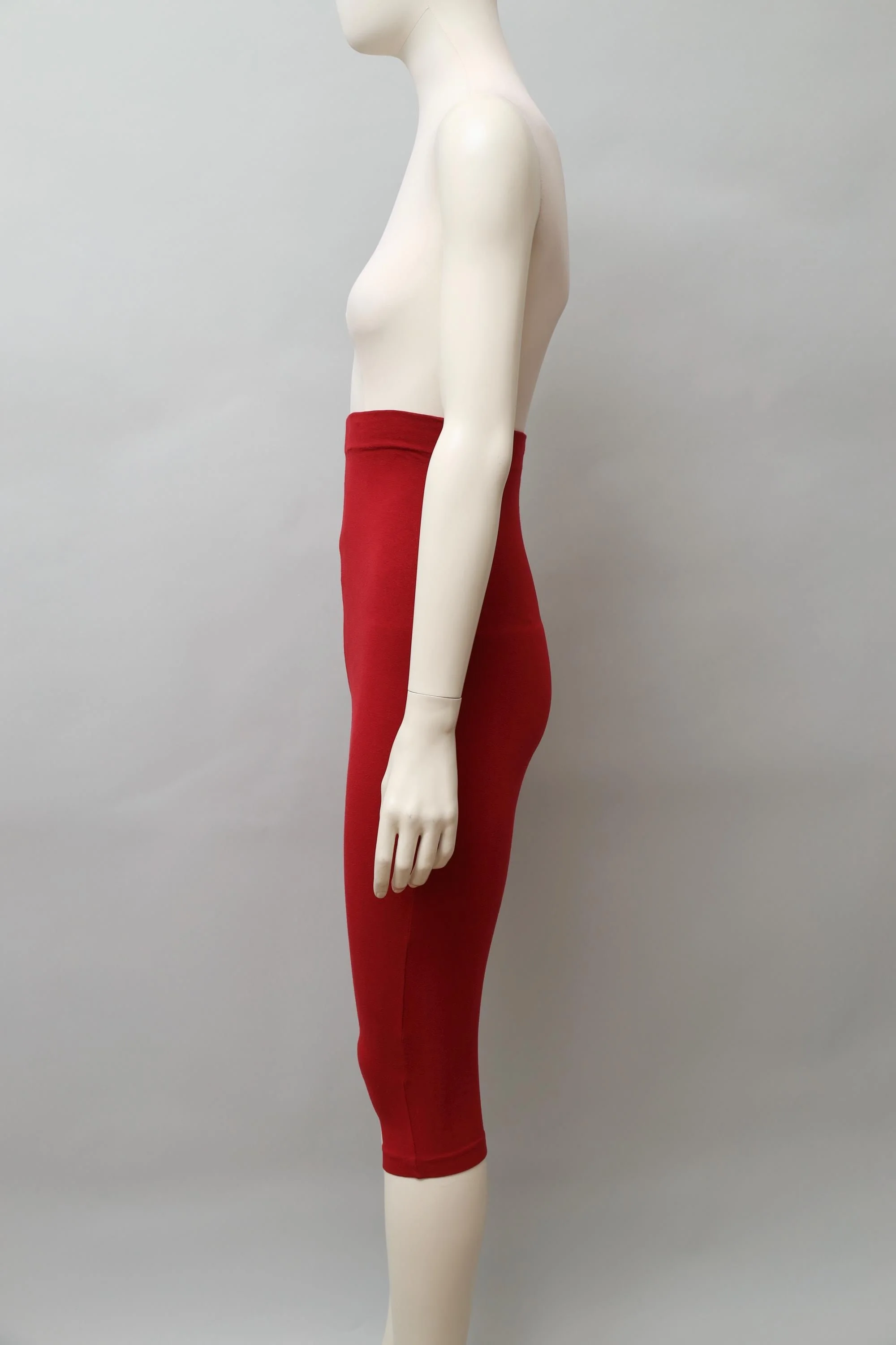 1990s Romeo Gigli red stretch cotton ultra high waisted leggings
