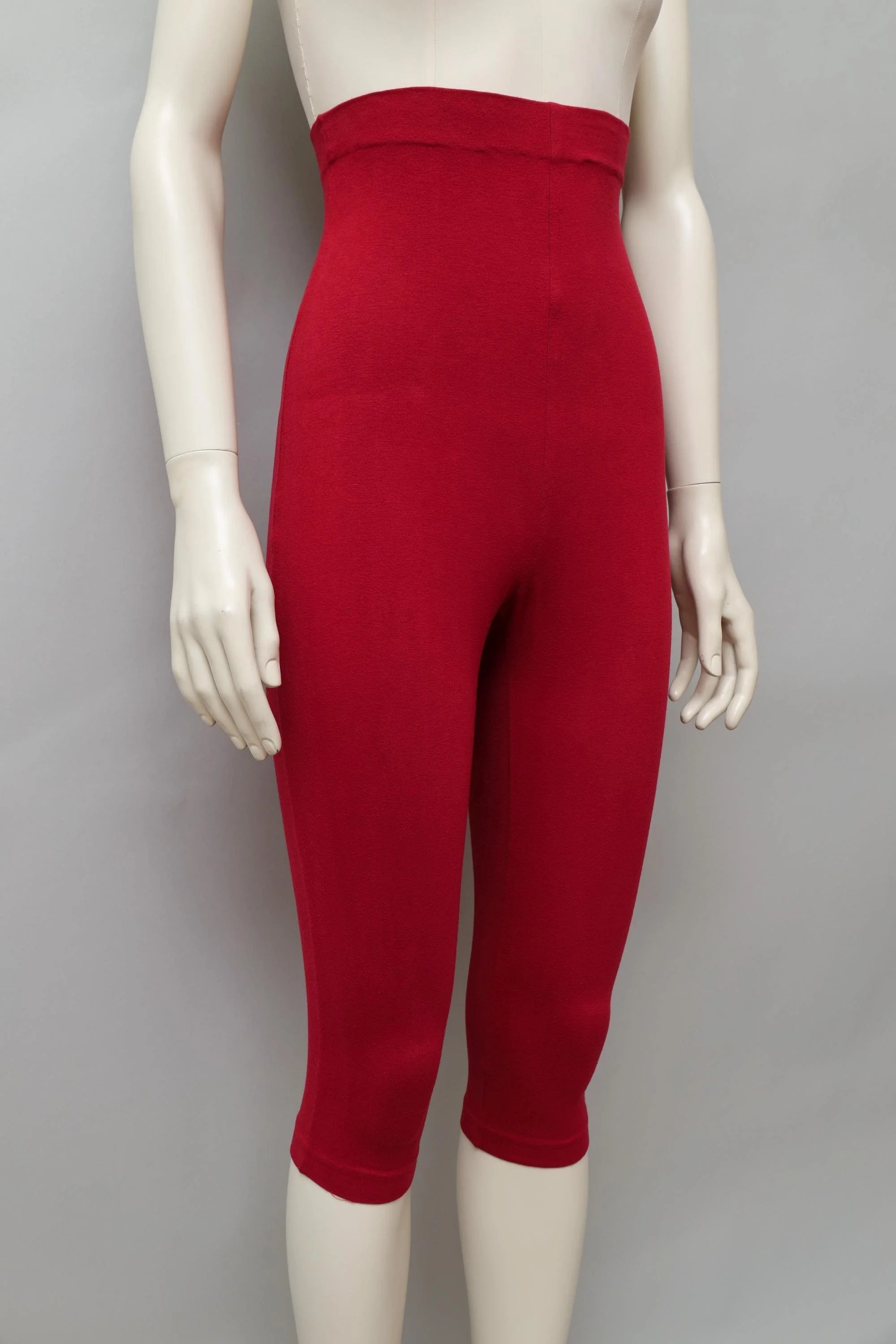 1990s Romeo Gigli red stretch cotton ultra high waisted leggings