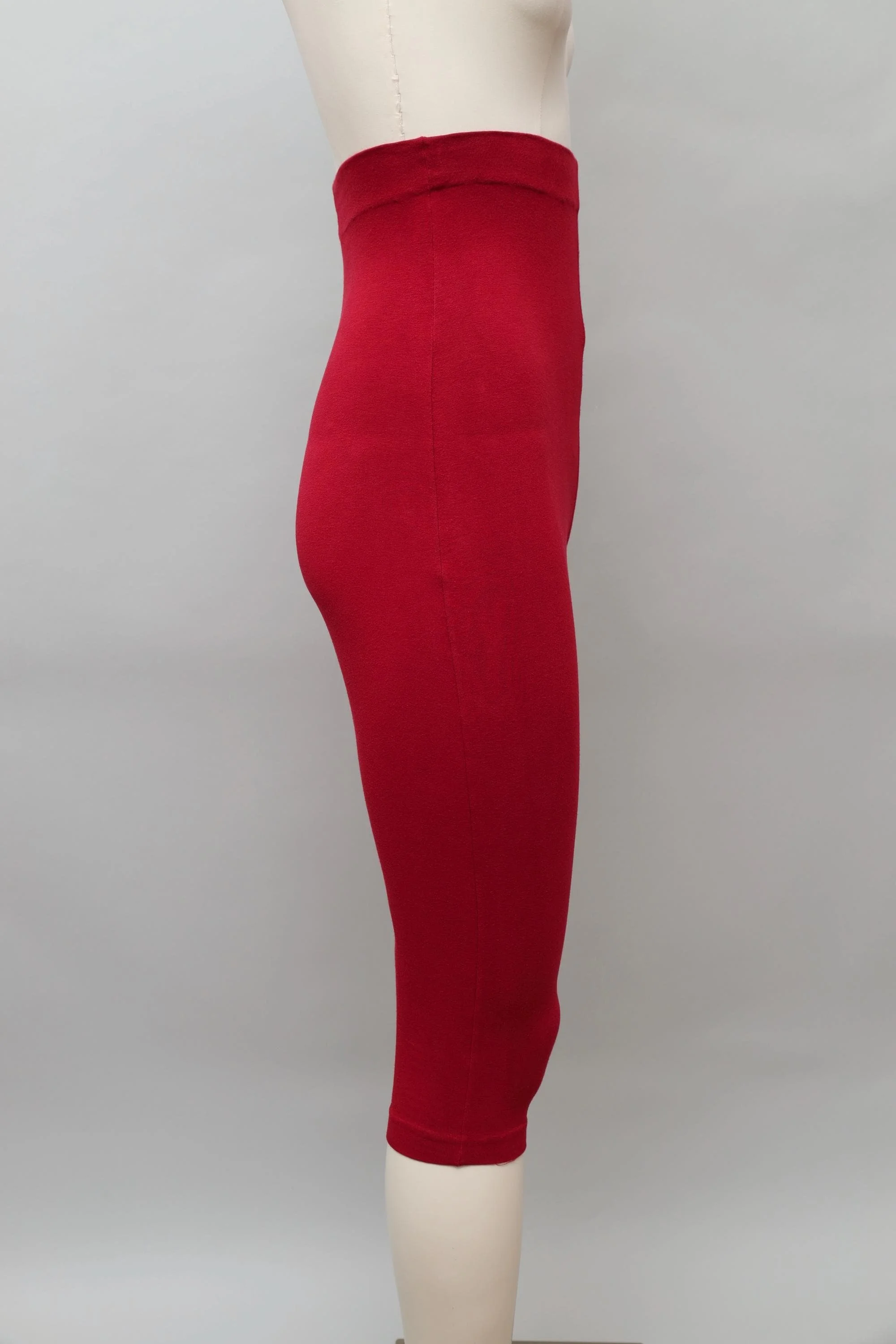 1990s Romeo Gigli red stretch cotton ultra high waisted leggings