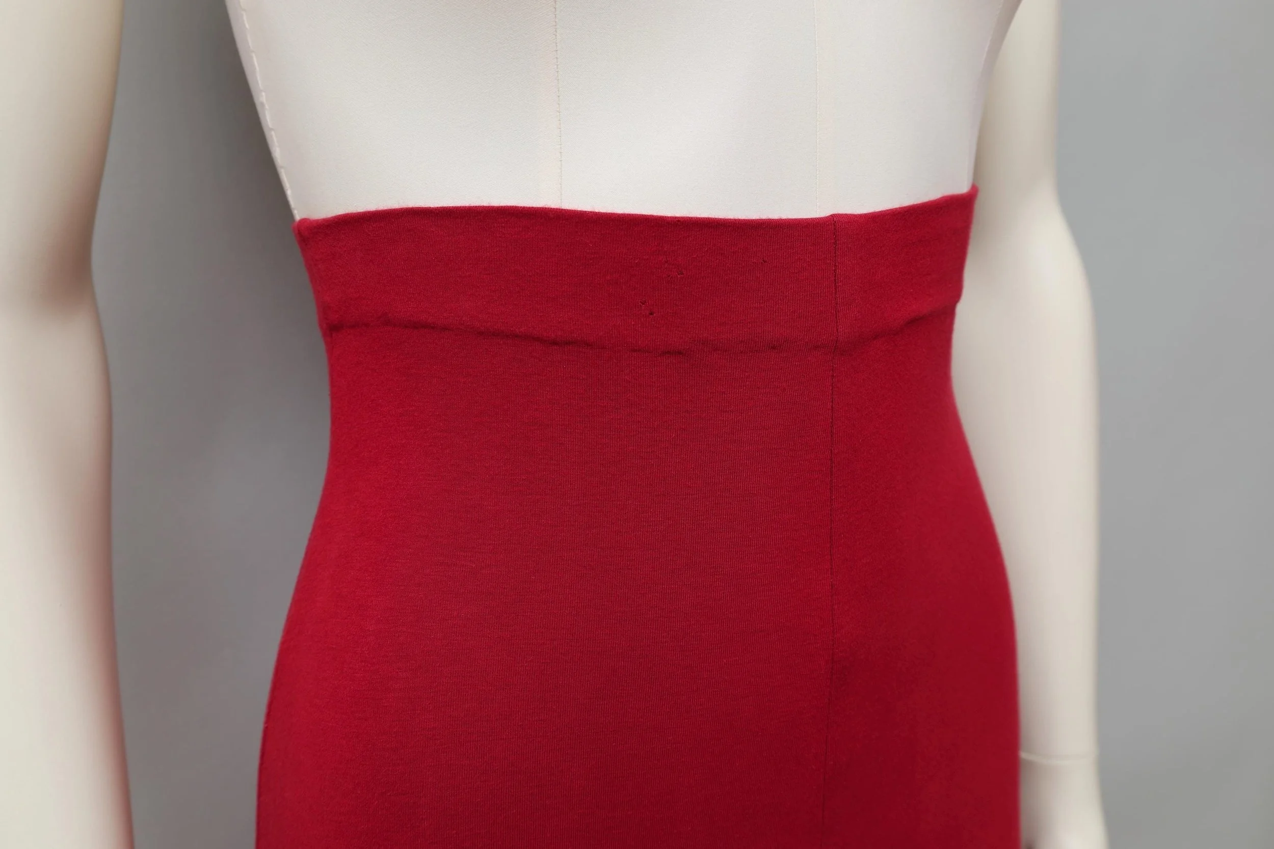 1990s Romeo Gigli red stretch cotton ultra high waist