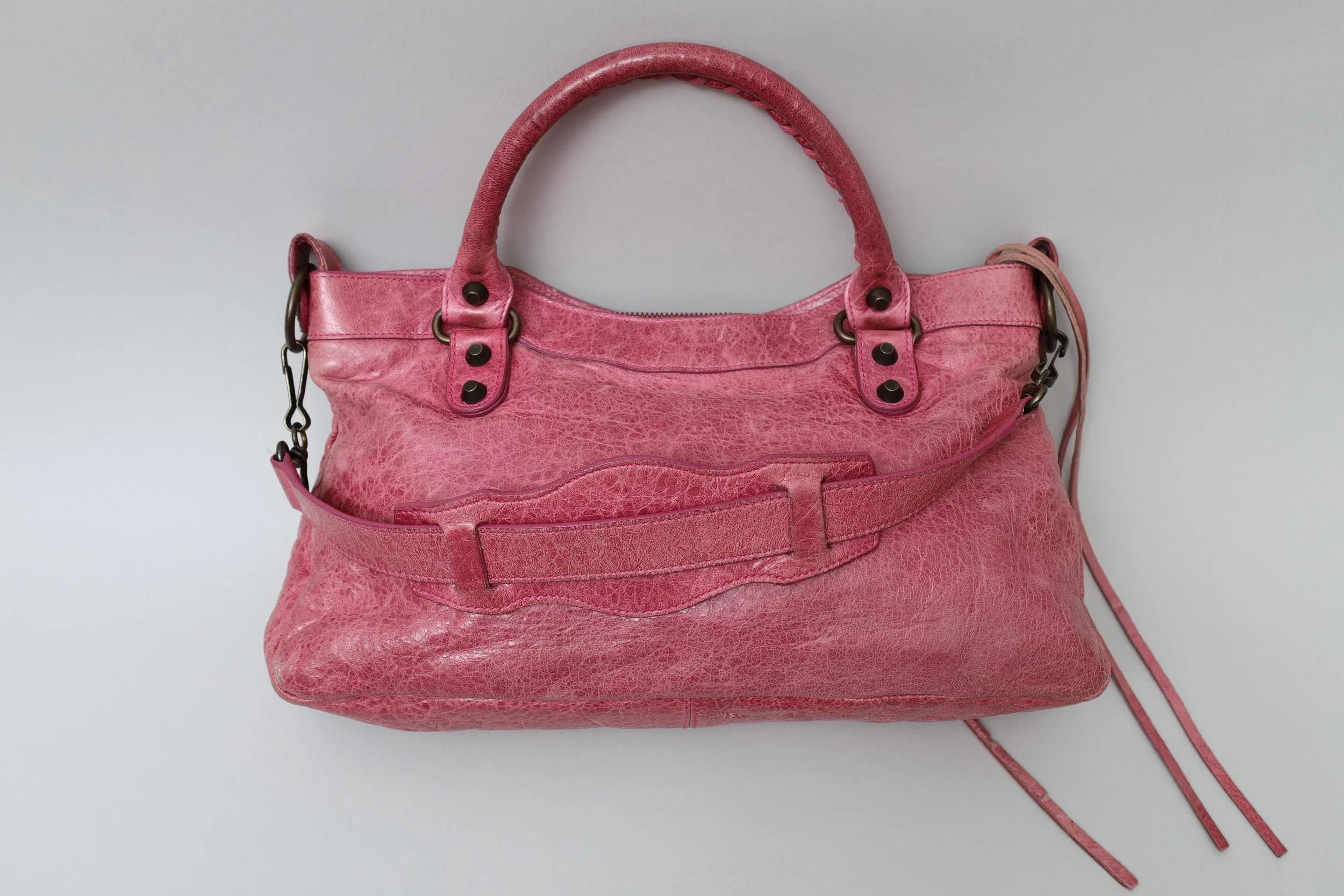 S/S 2008 magenta distressed leather Balenciaga First bag back