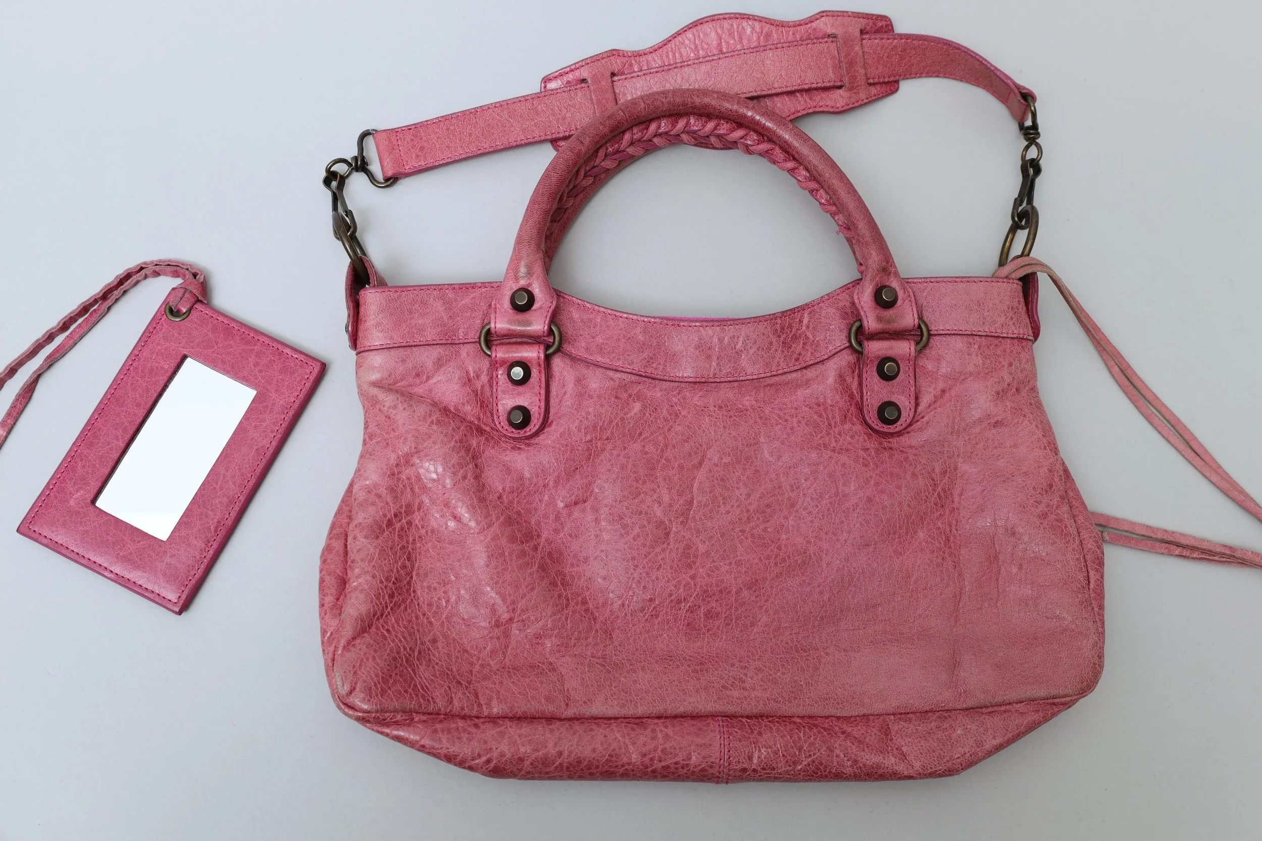 S/S 2008 magenta distressed leather Balenciaga First bag back