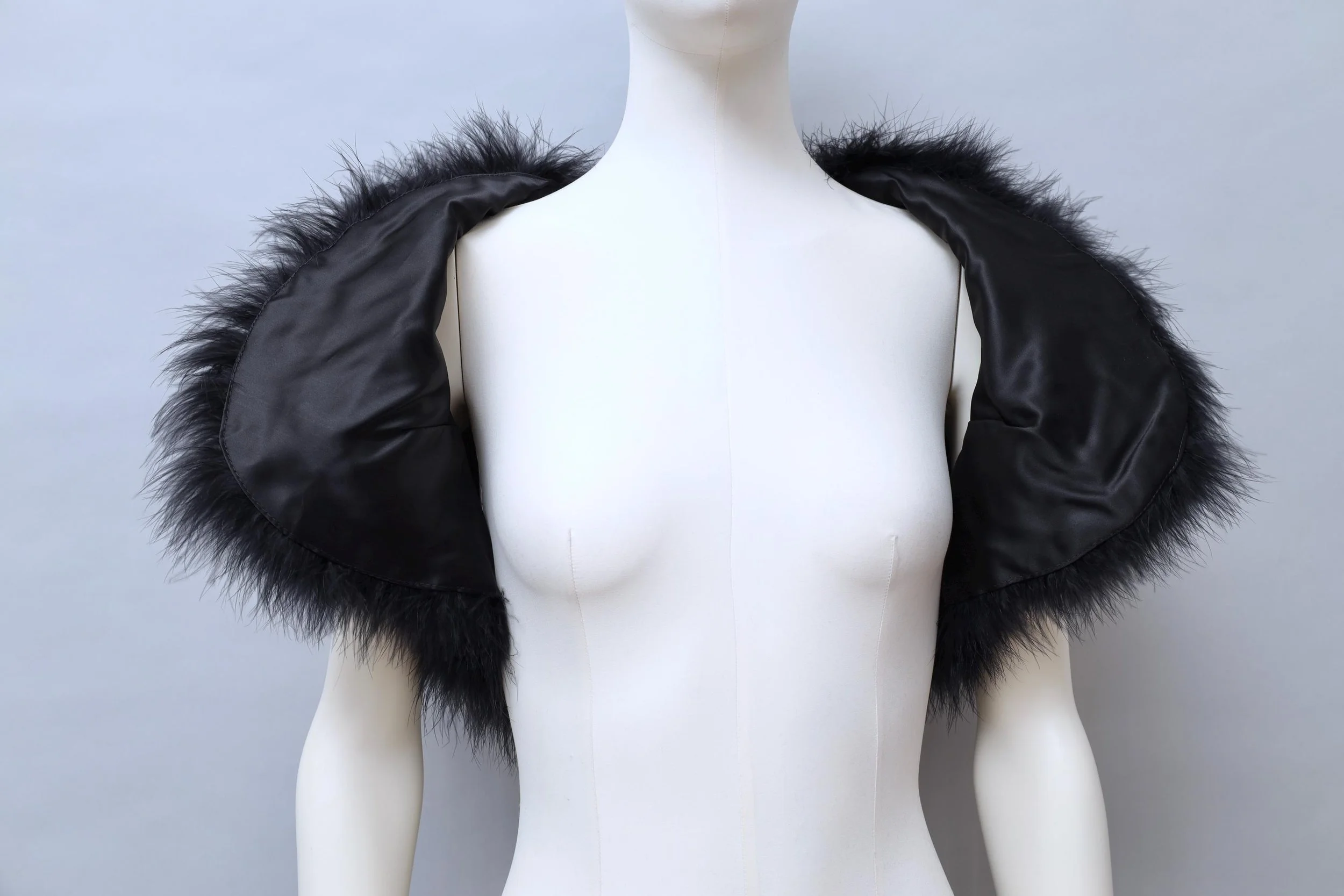 black marabou bolero satin lining