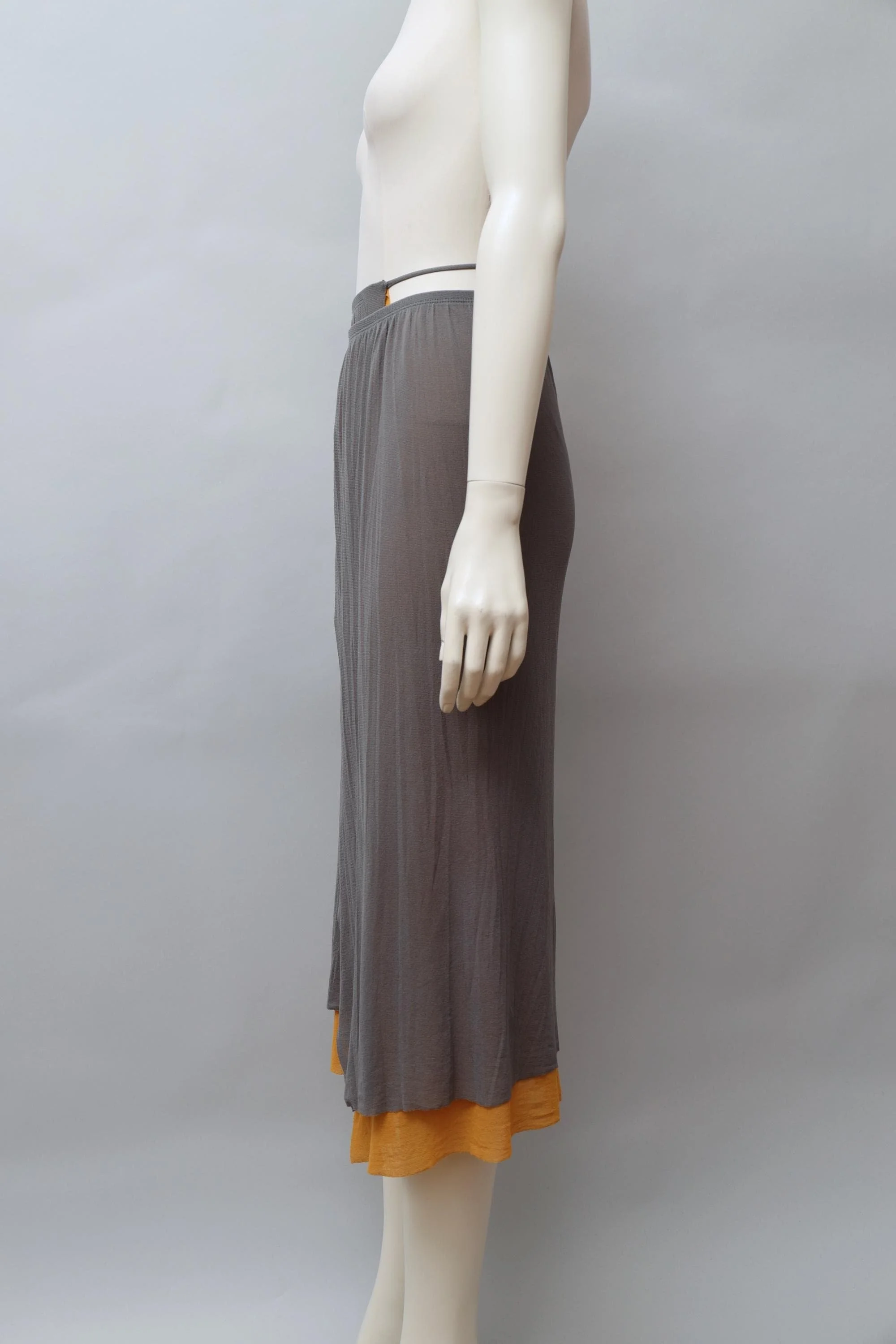 early 2000s Jean Paul Gaultier gray and orange mesh wrap skirt