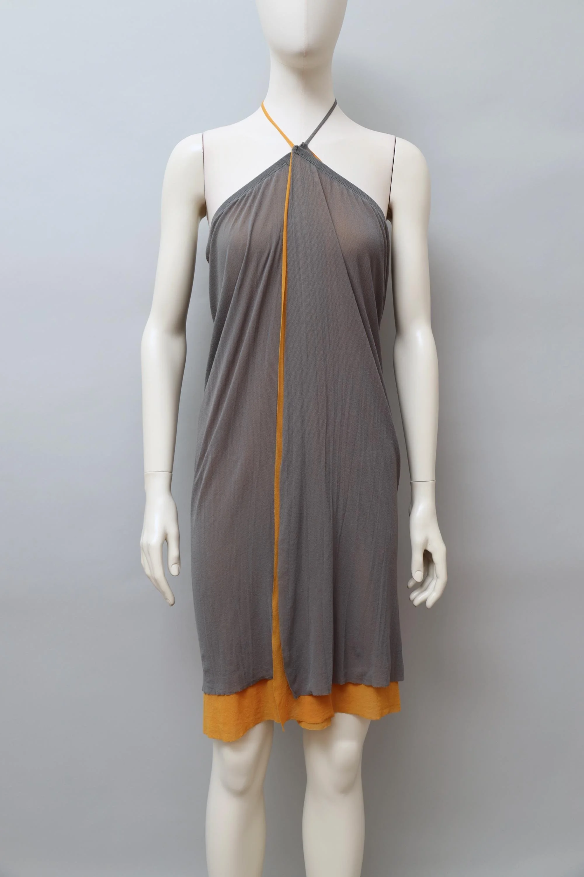 early 2000s Jean Paul Gaultier gray and orange mesh wrap skirt