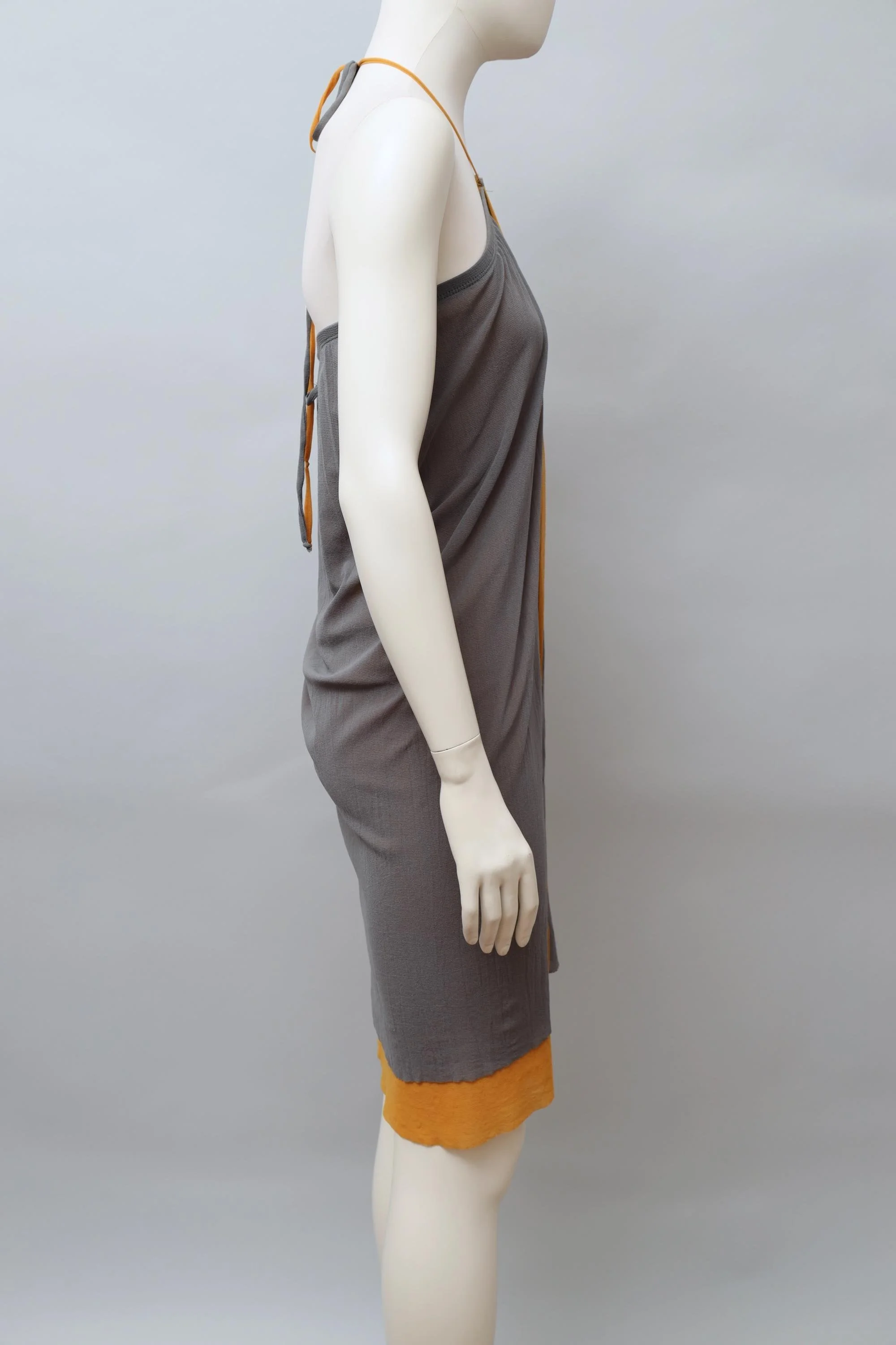 early 2000s Jean Paul Gaultier gray and orange mesh wrap skirt
