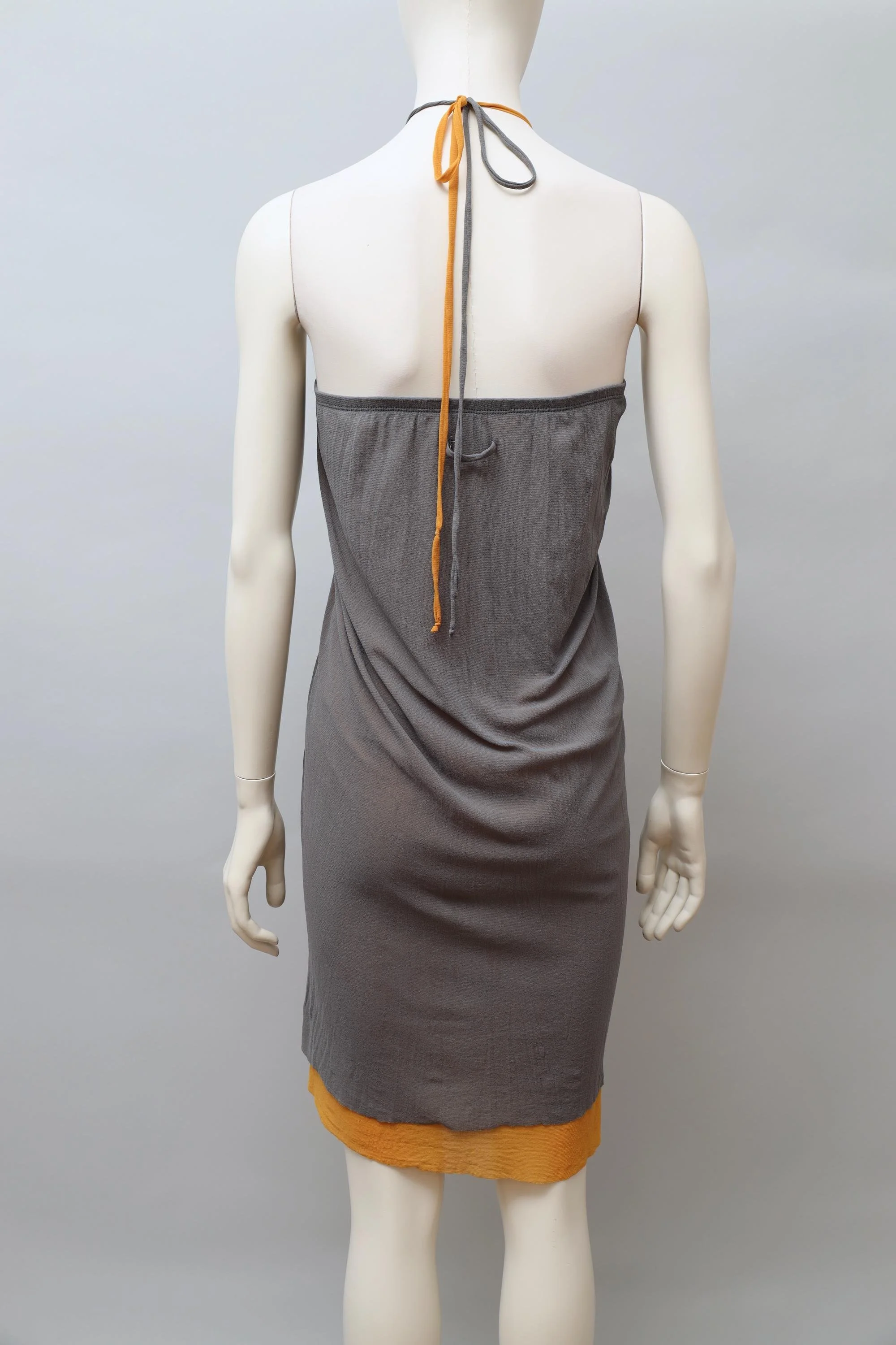 early 2000s Jean Paul Gaultier gray and orange mesh wrap skirt