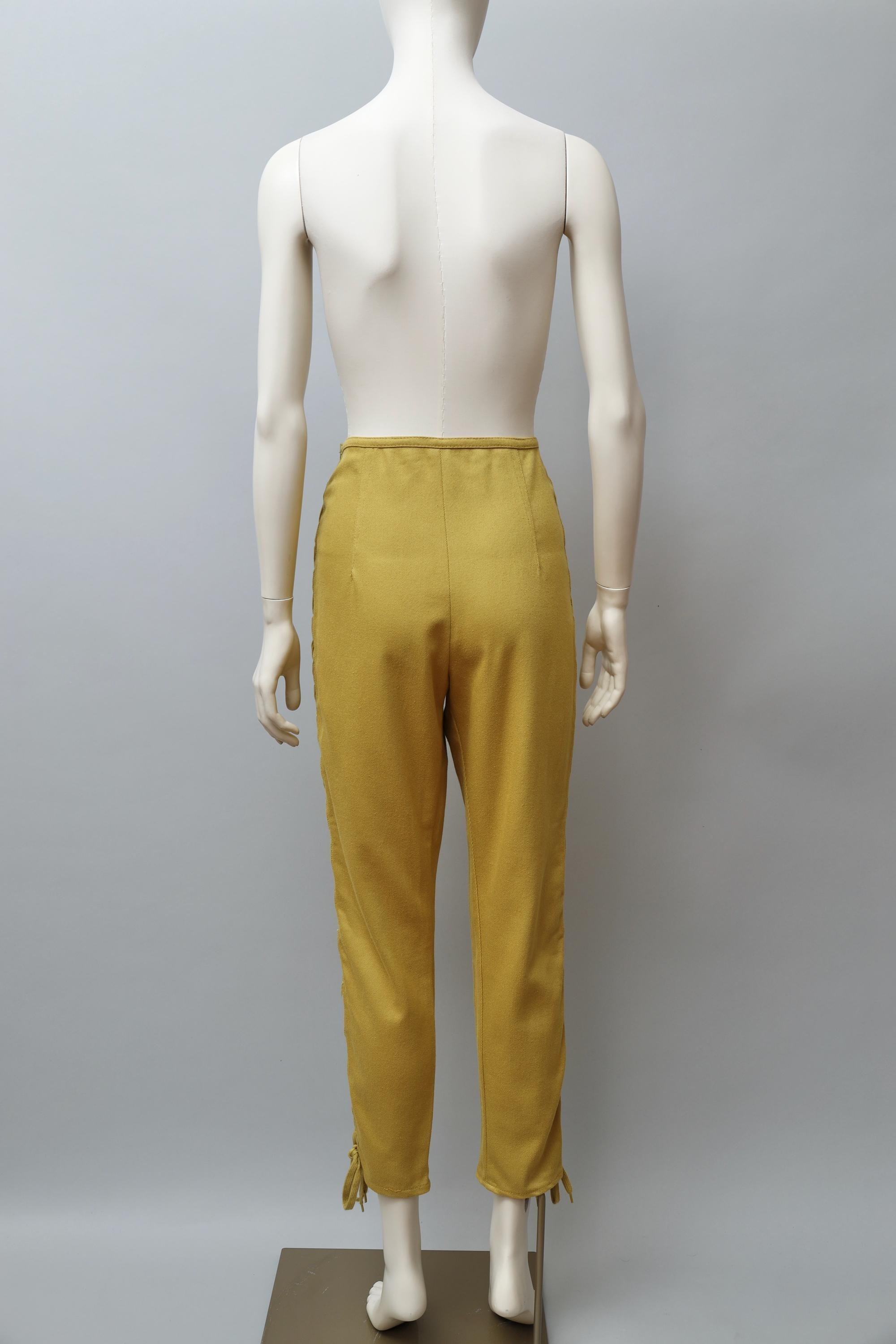 S/S 1989 Junior Gaultier by Jean Paul Gaultier anis green lace up denim pants