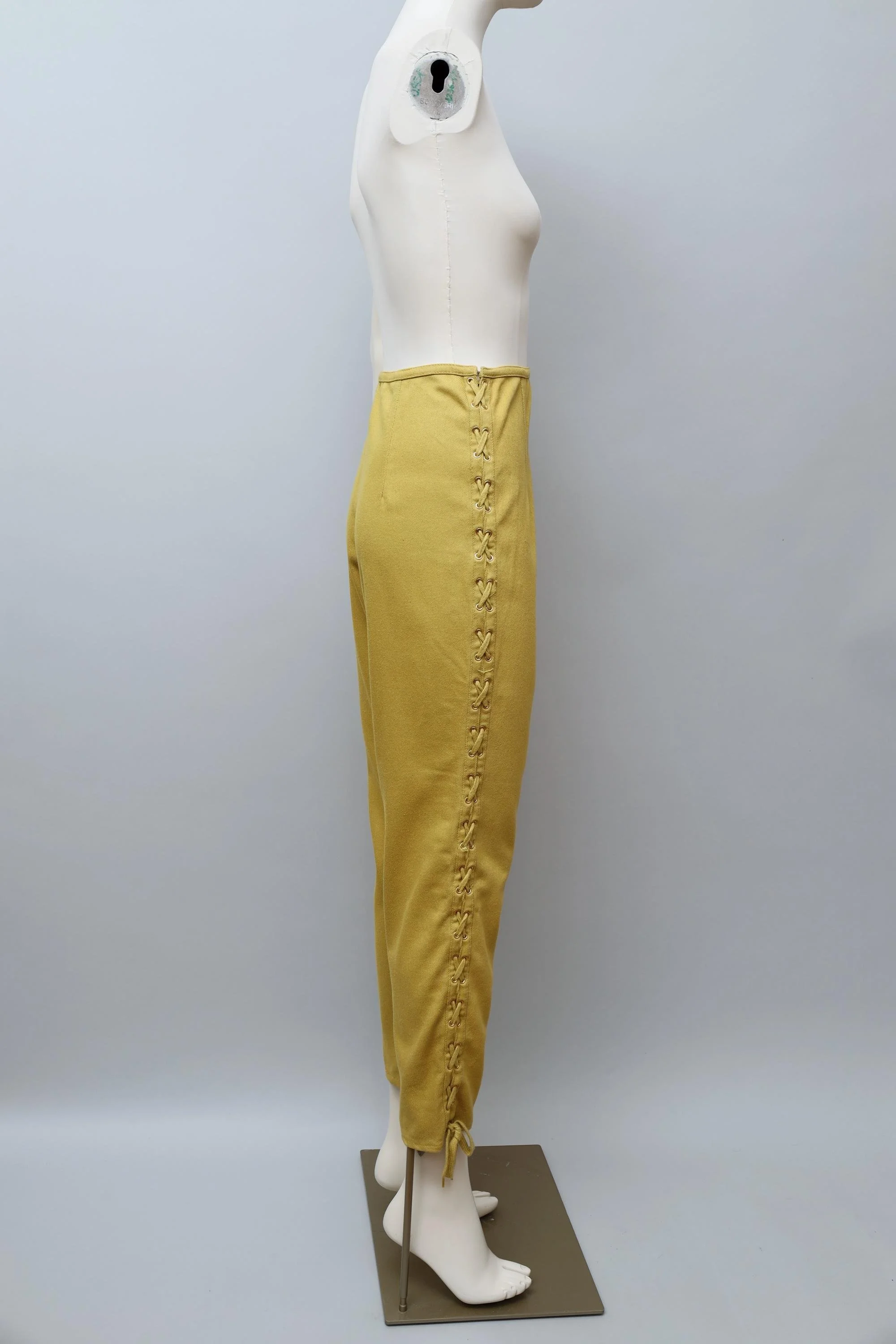 S/S 1989 Junior Gaultier by Jean Paul Gaultier anis green lace up denim pants