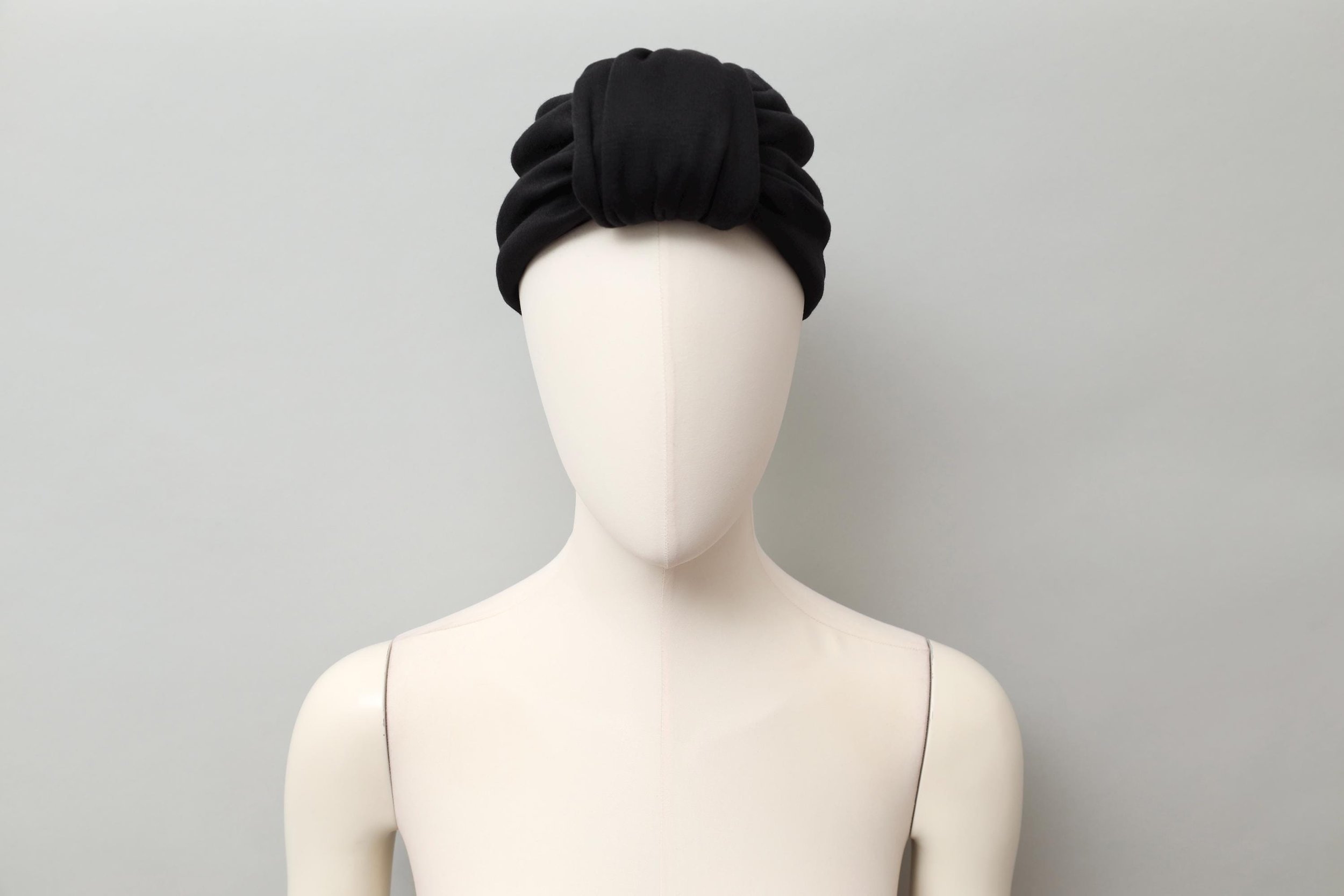 1980s Norma Kamali black cotton turban