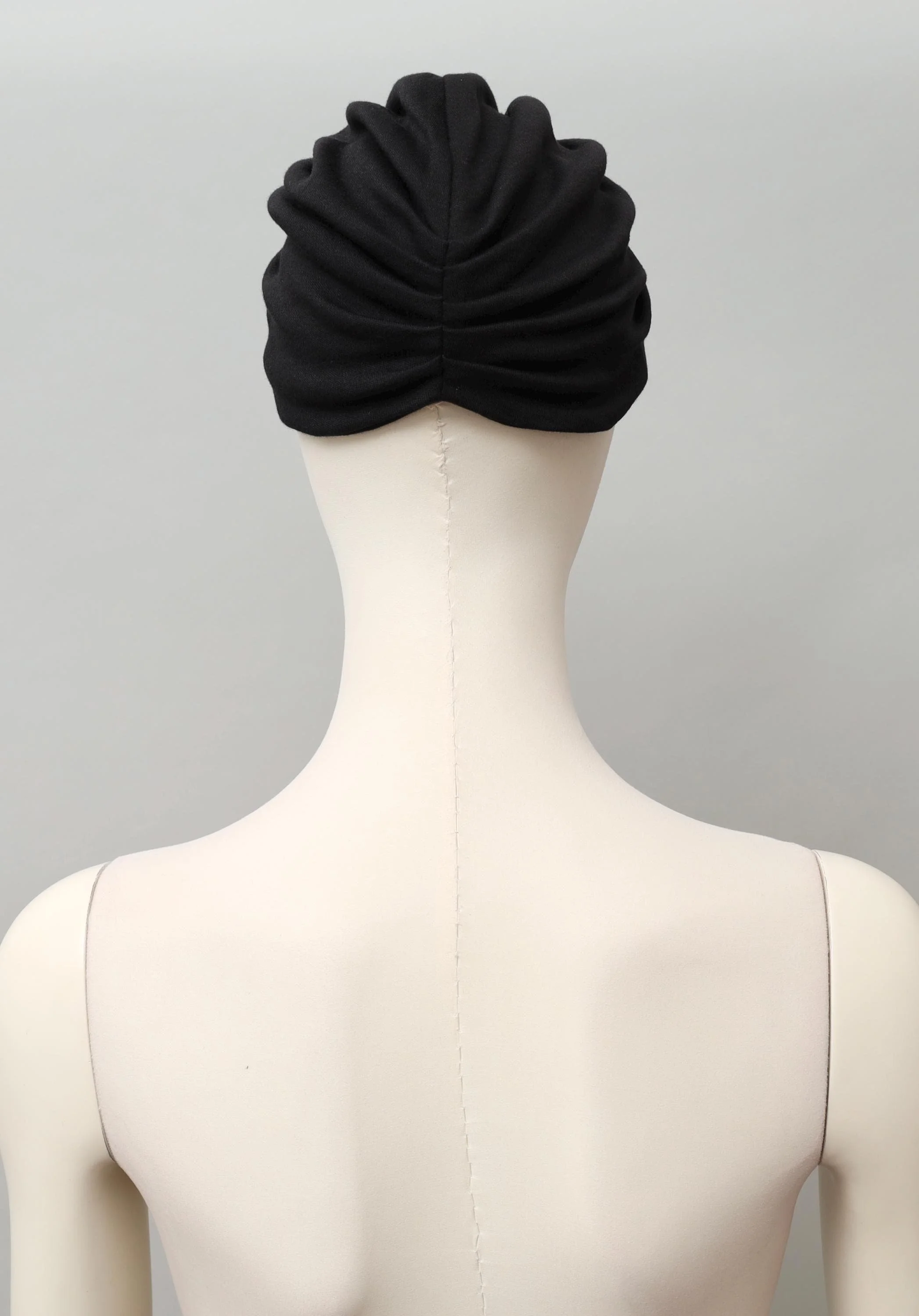 1980s Norma Kamali black cotton turban
