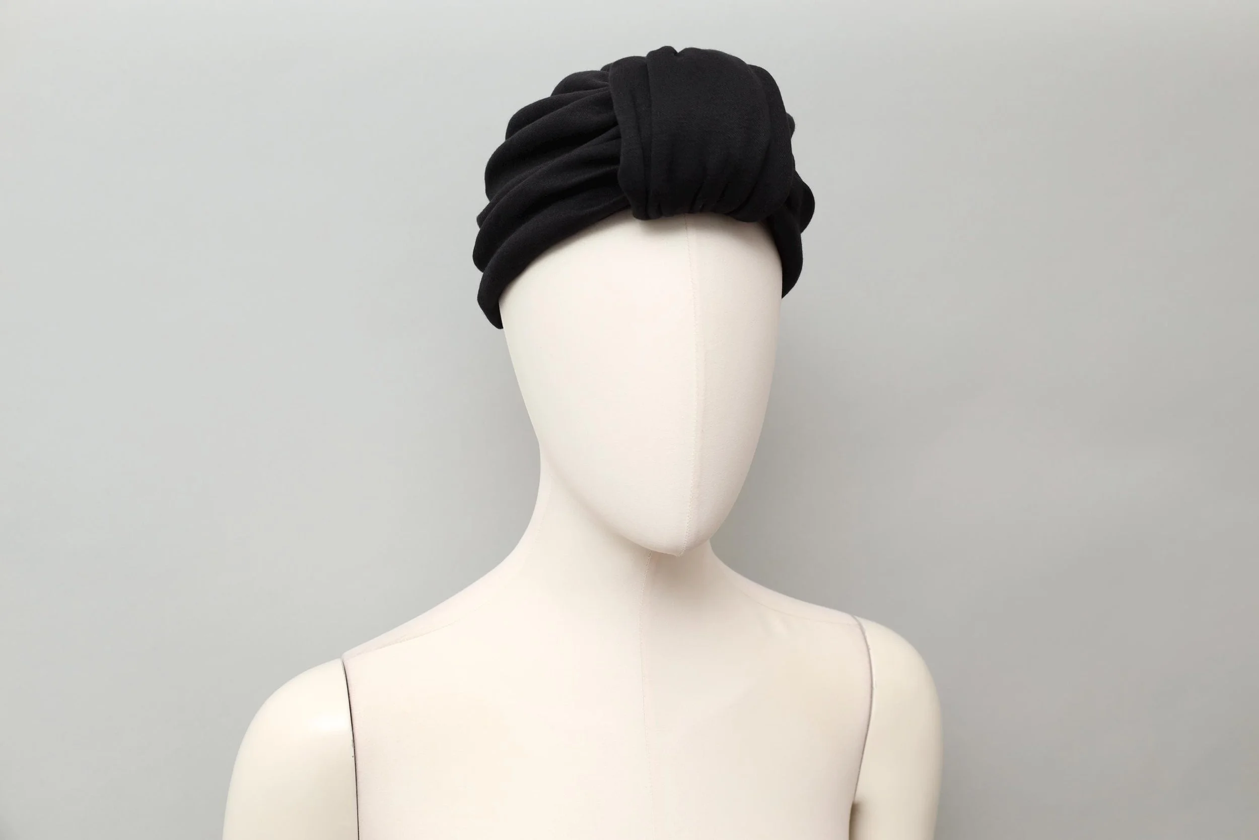 1980s Norma Kamali black cotton turban