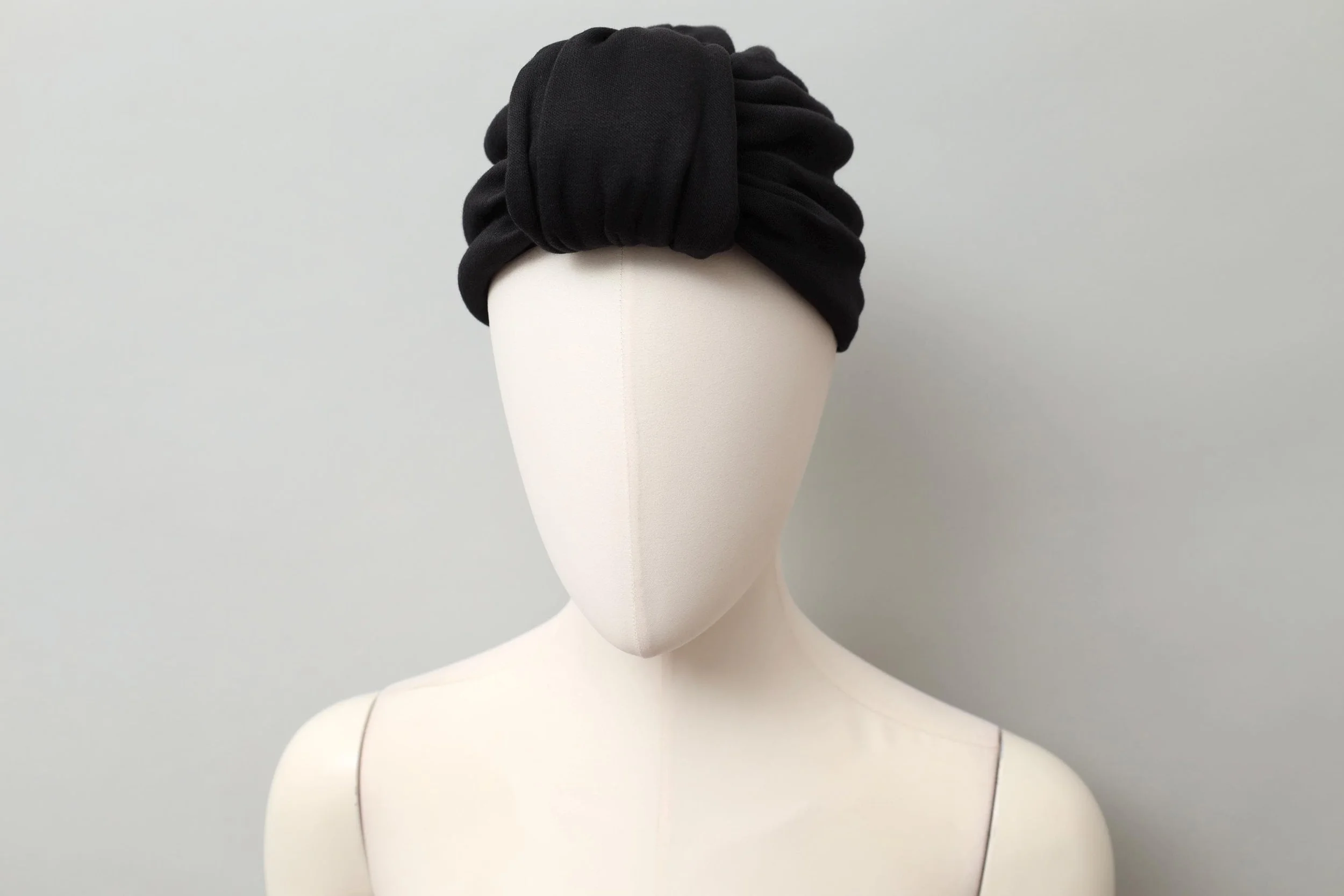 1980s Norma Kamali black cotton turban