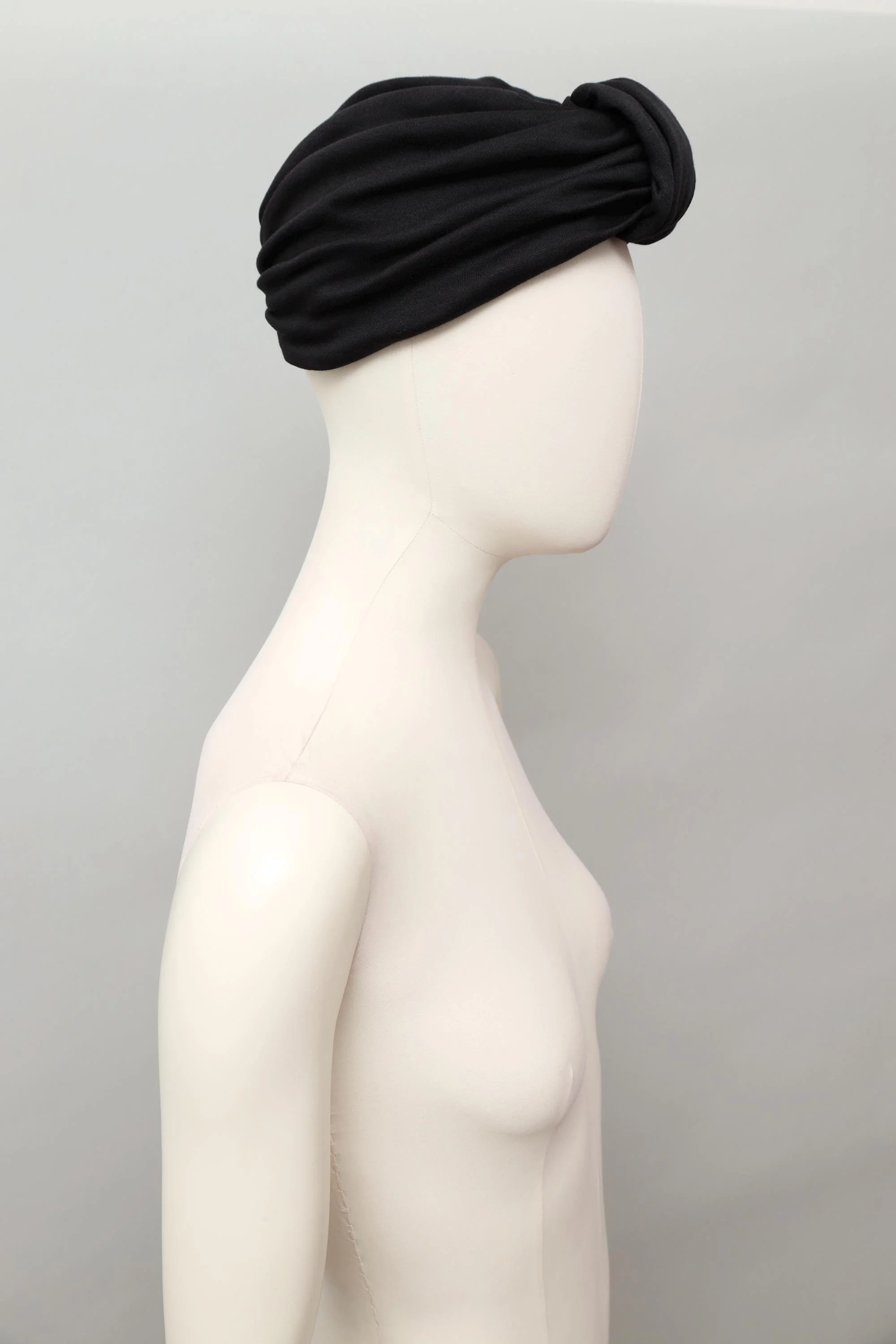 1980s Norma Kamali black cotton turban