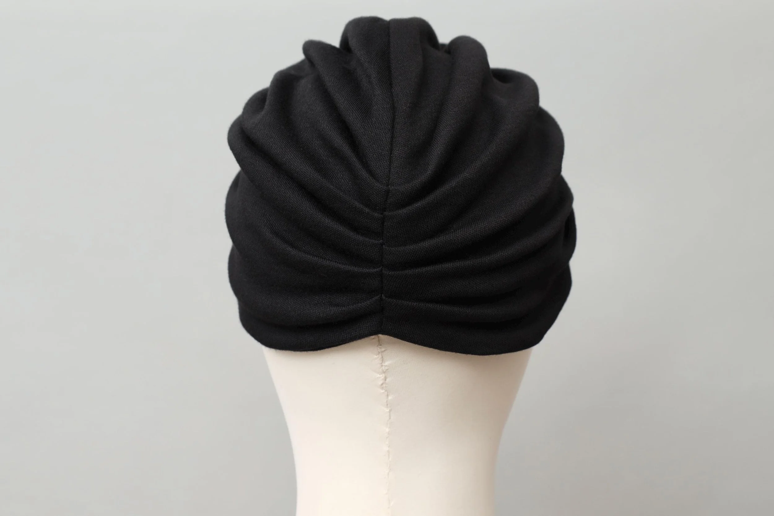 1980s Norma Kamali black cotton turban