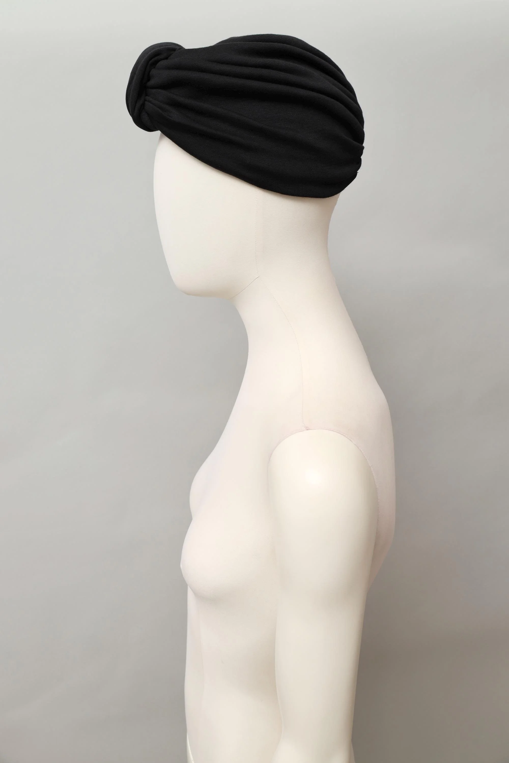 1980s Norma Kamali black cotton turban