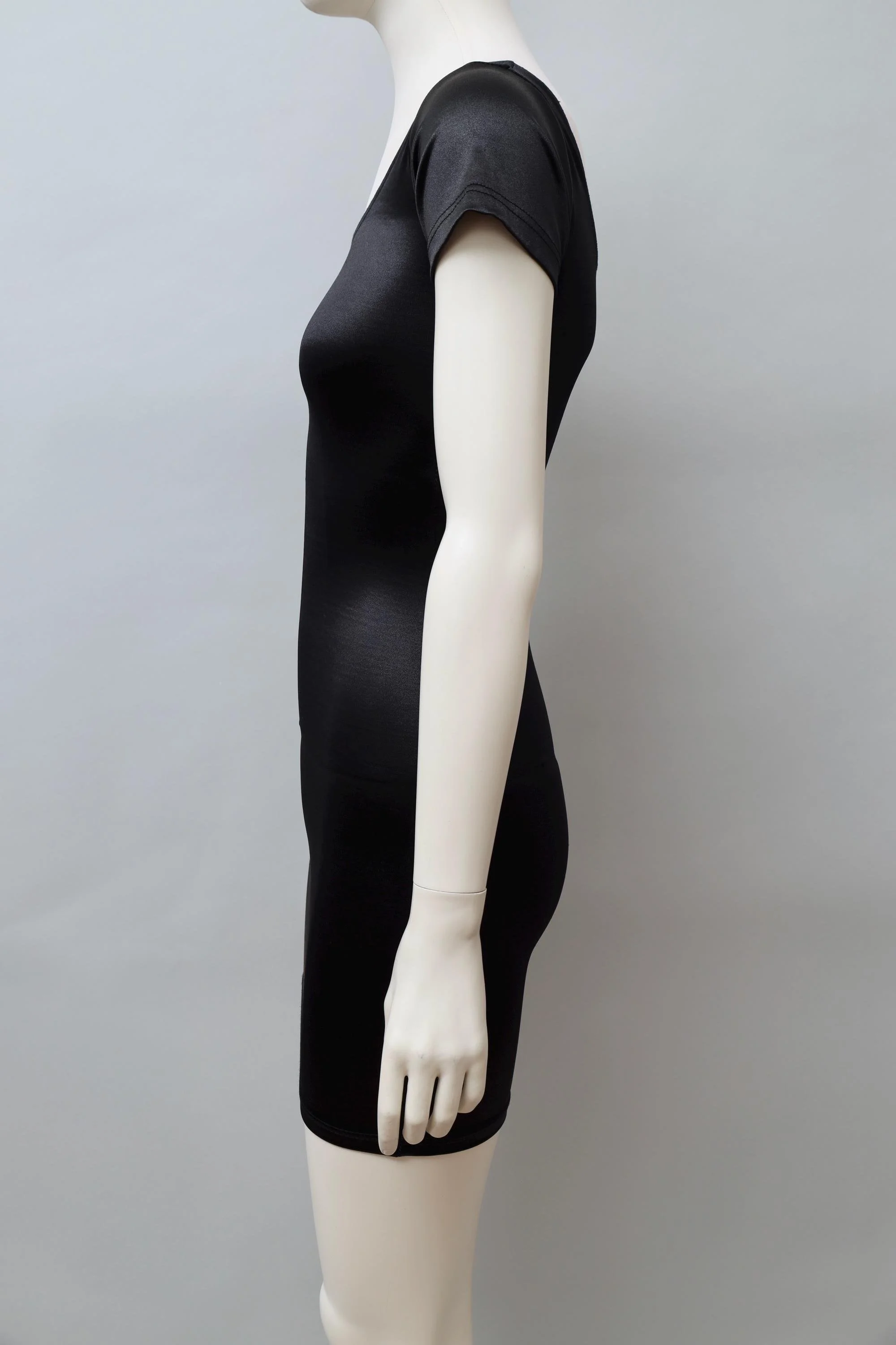 1990s Liza Bruce black satin stretch bodycon dress