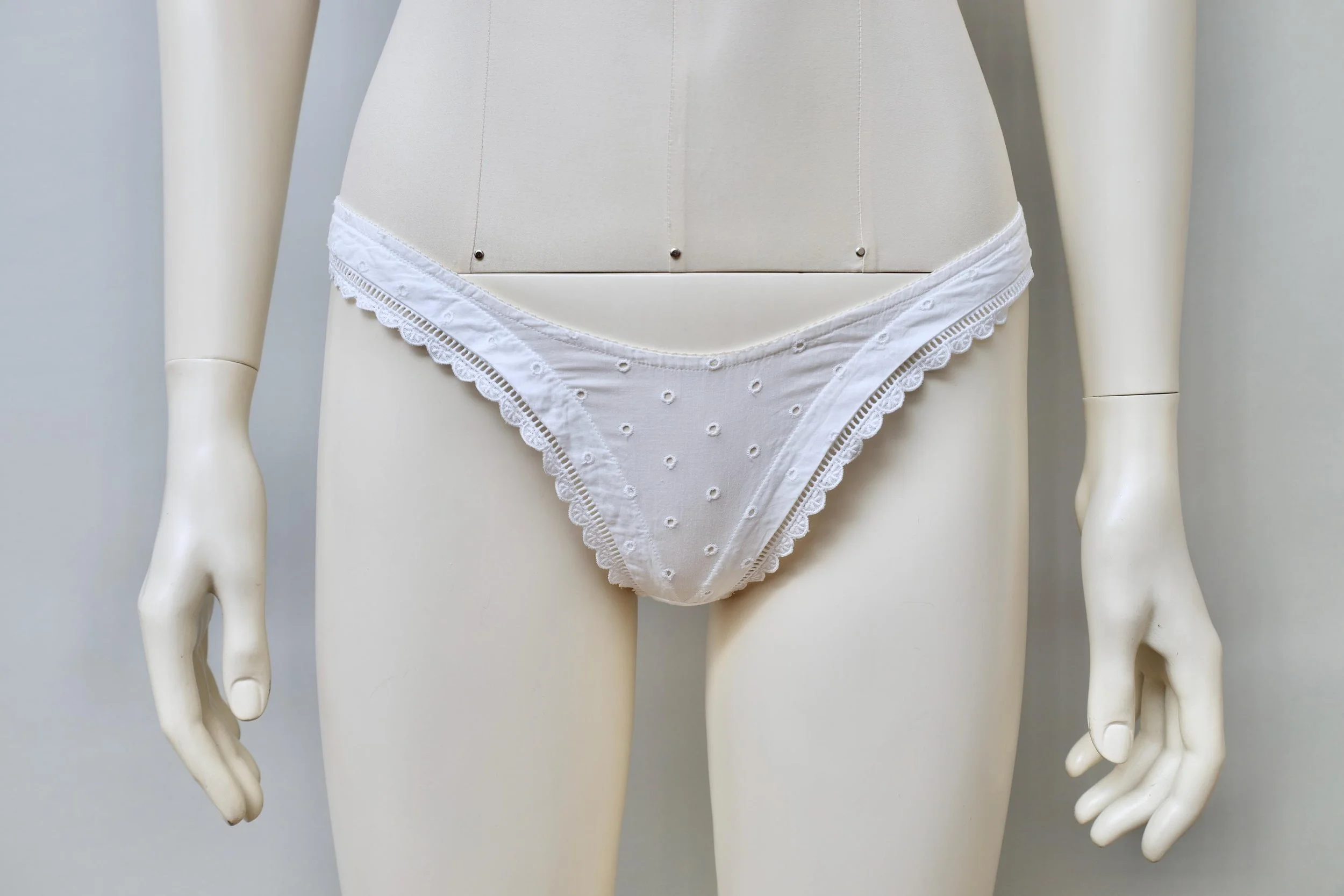 1990s deadstock Giorgio Armani white eyelet cotton panty
