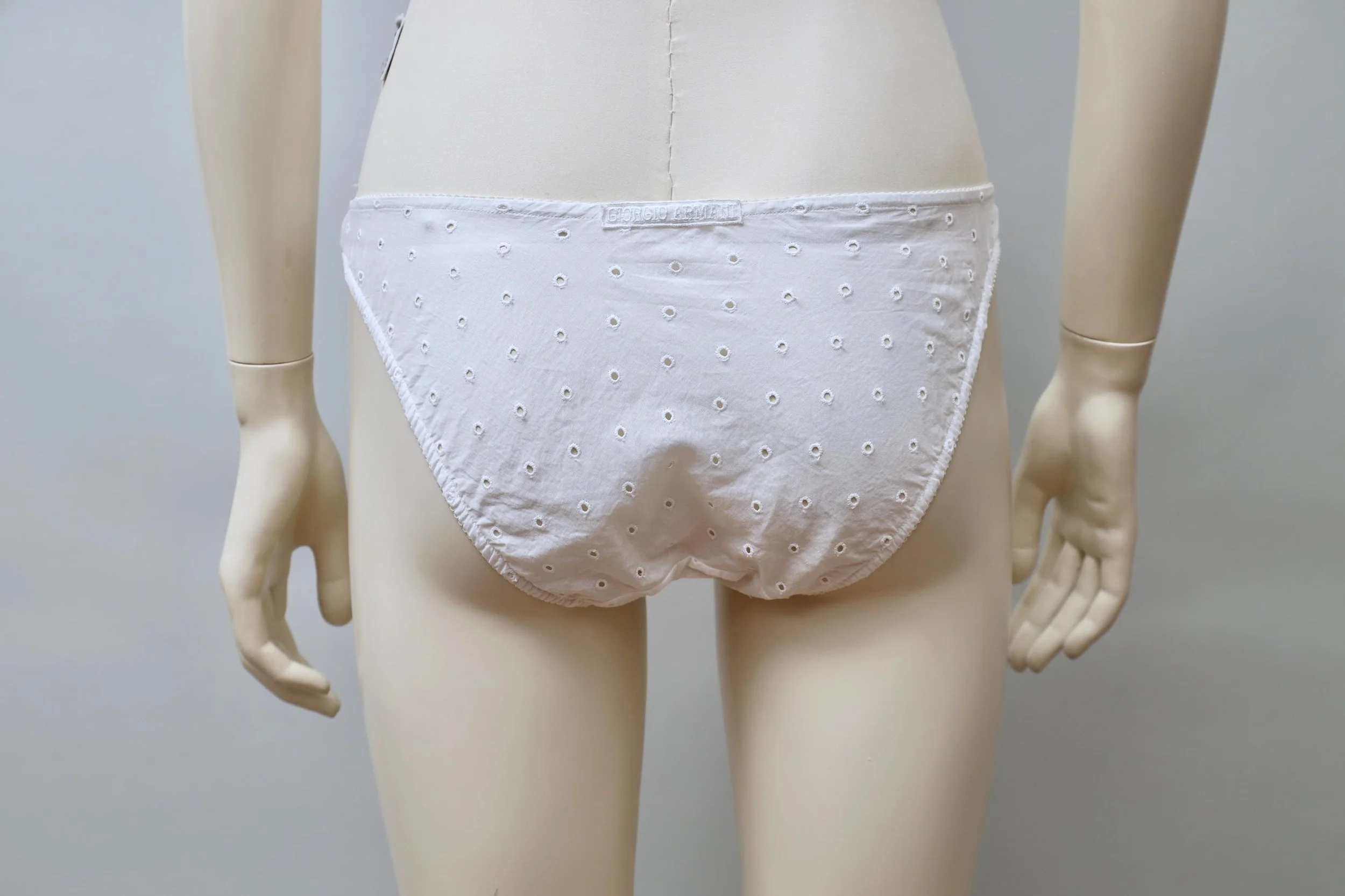 1990s deadstock Giorgio Armani white eyelet cotton panty