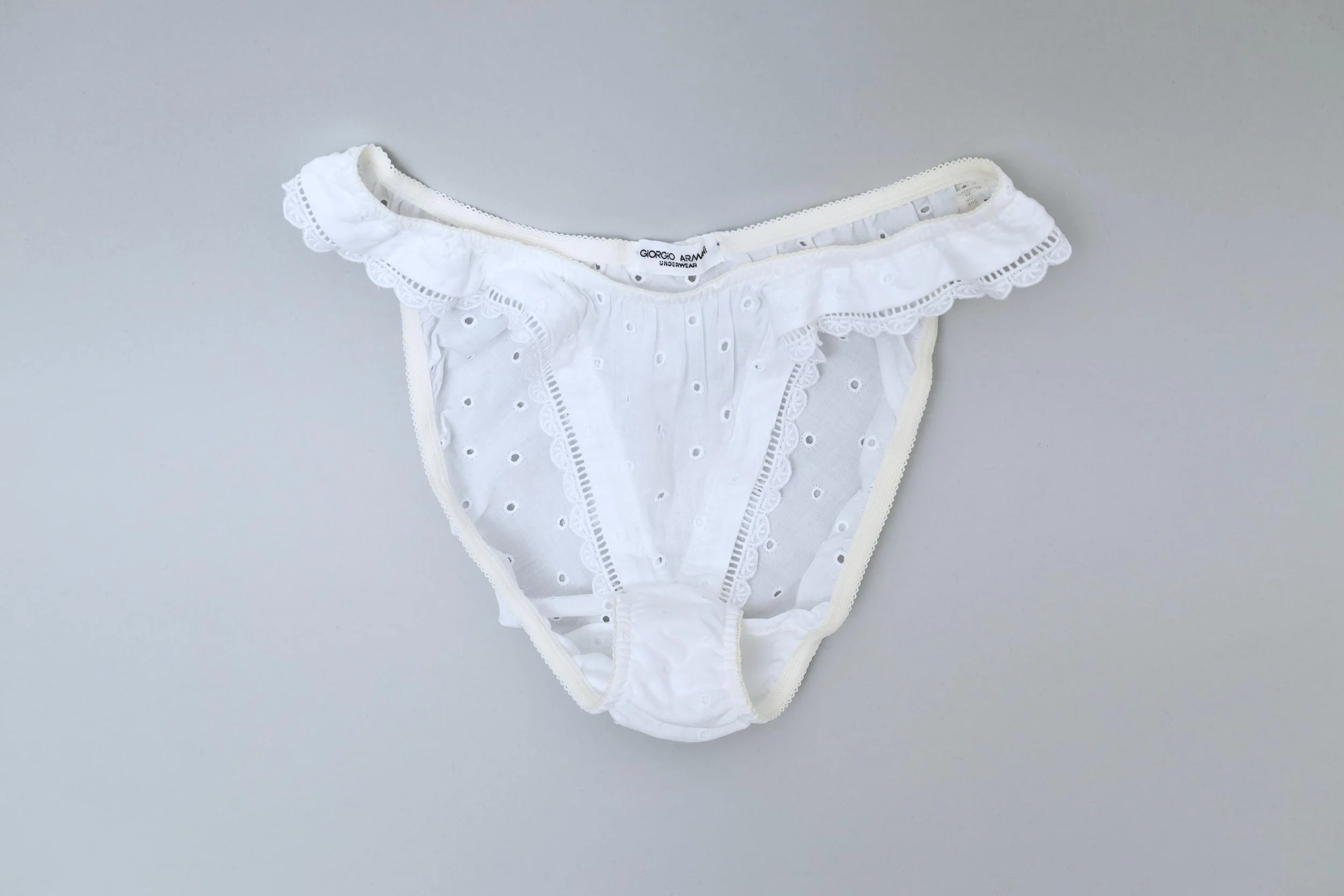 1990s deadstock Giorgio Armani white eyelet cotton panty